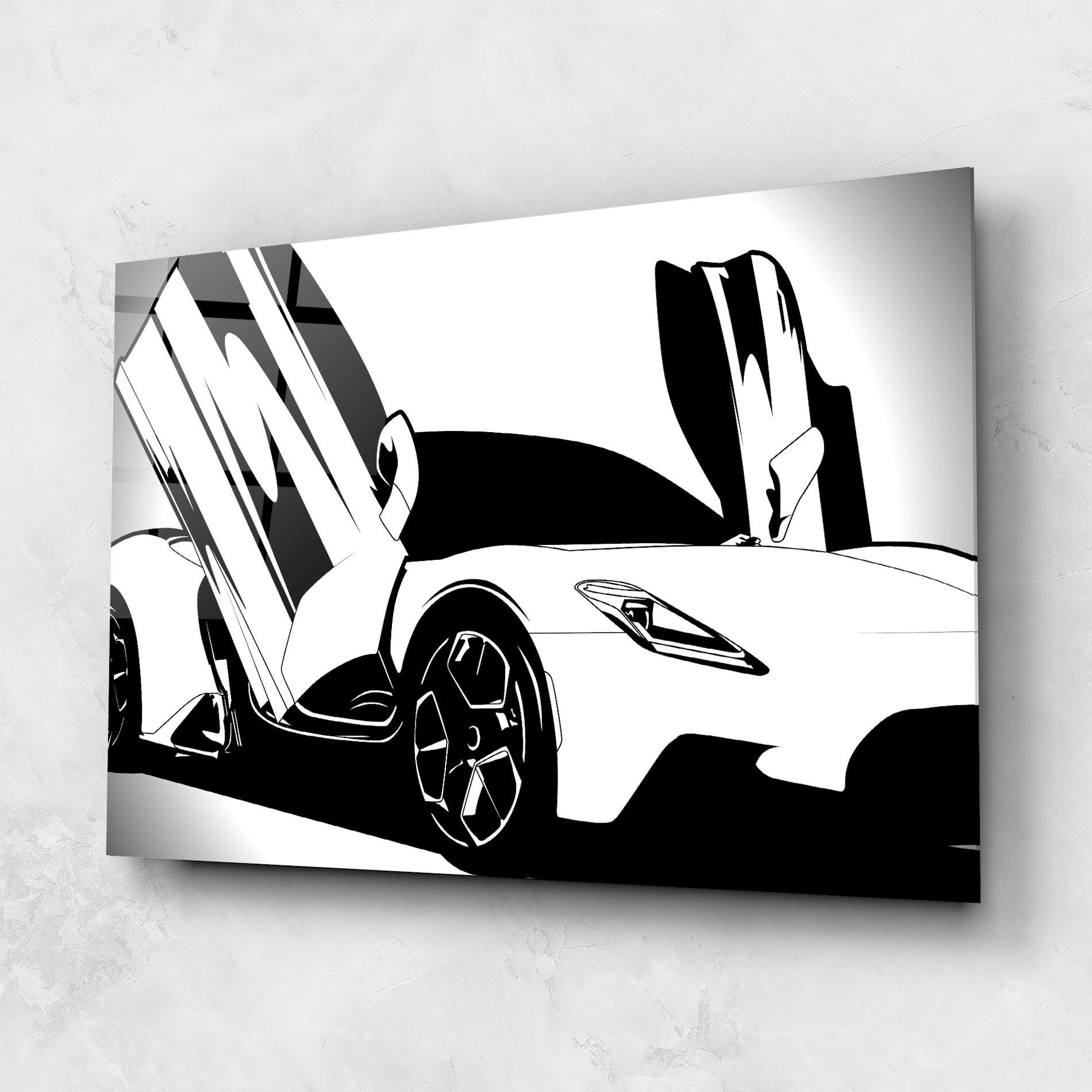 Üvegkép Black White Car mockup 1