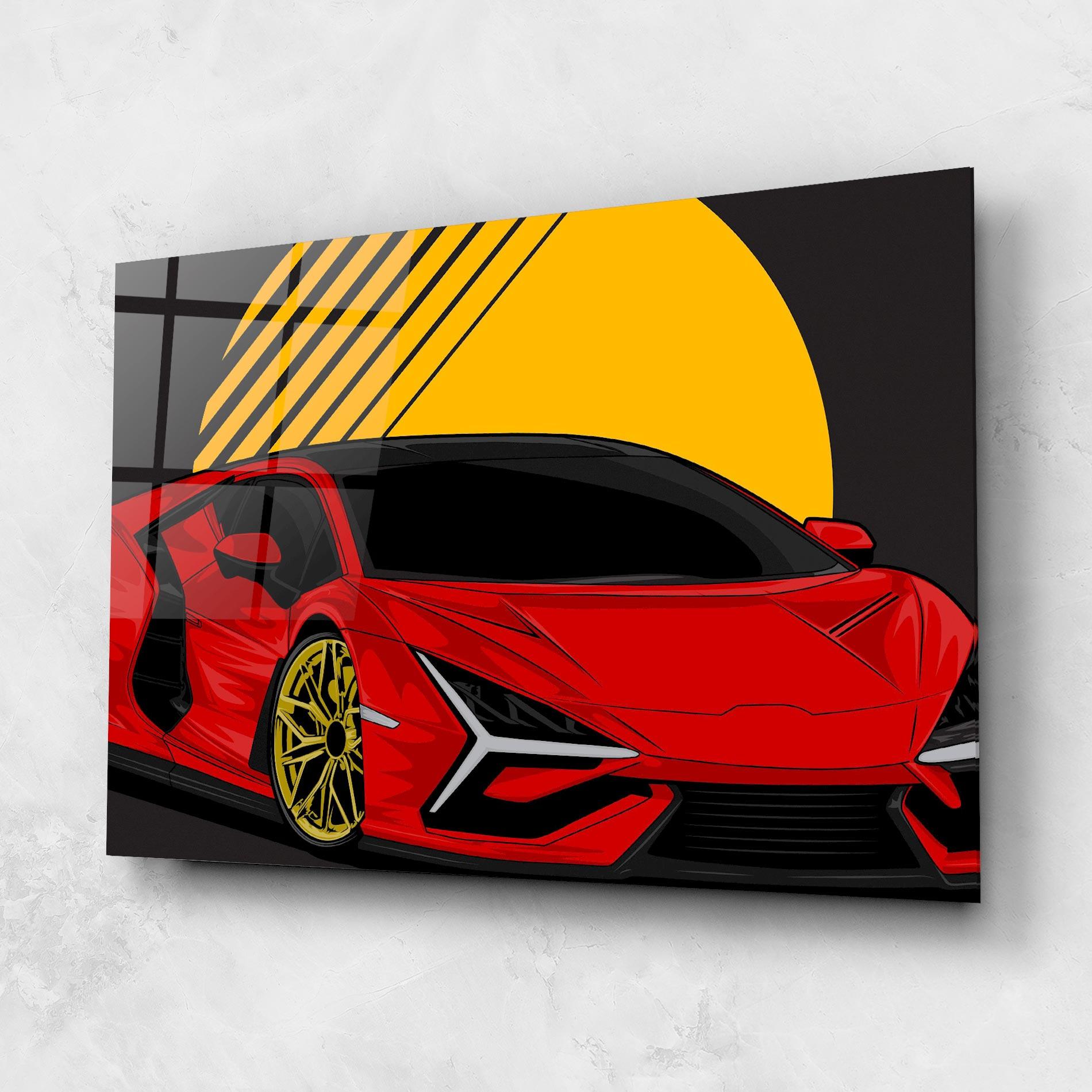Üvegkép Red Yellow Sport Car mockup 1