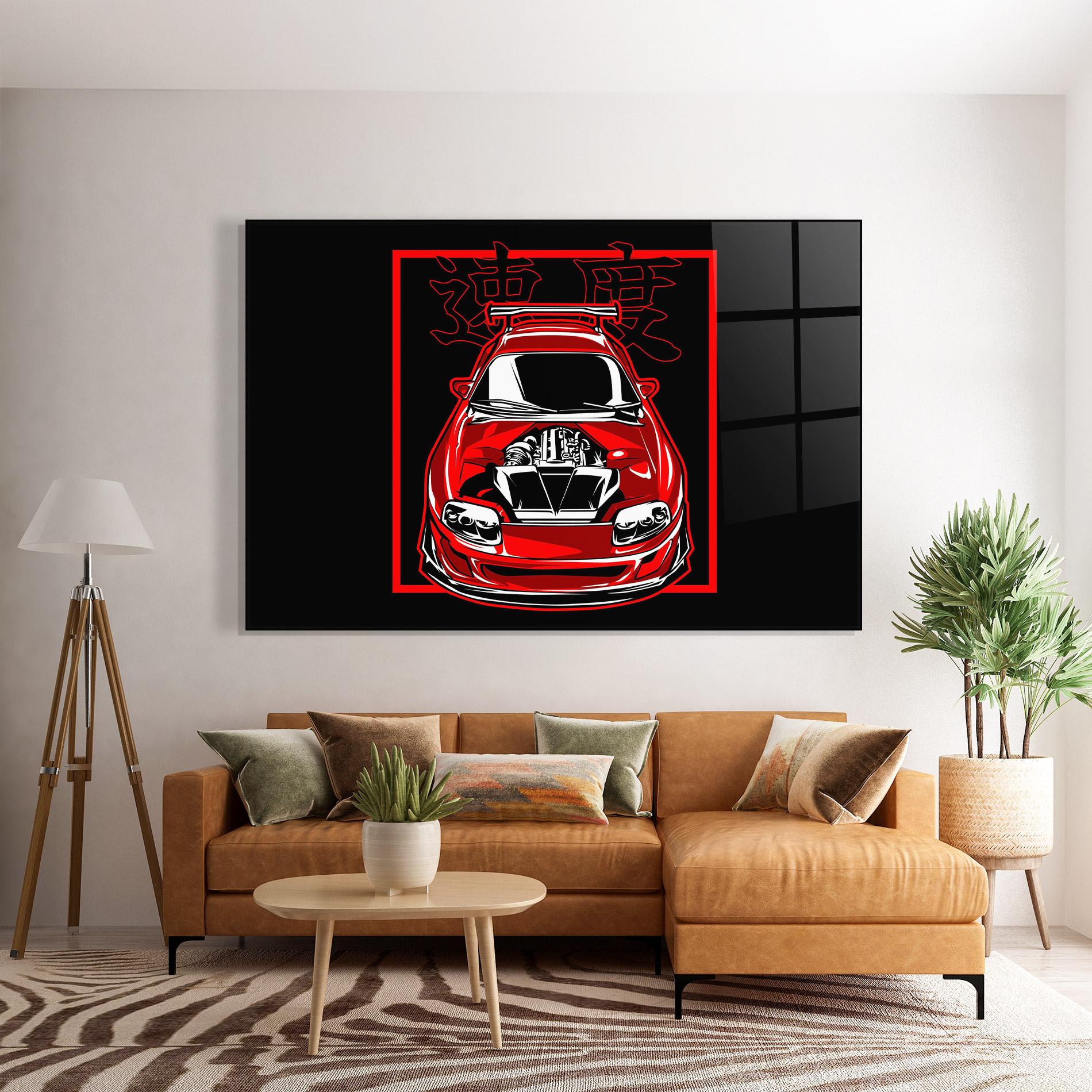 Üvegkép Japanese Red Car mockup 7