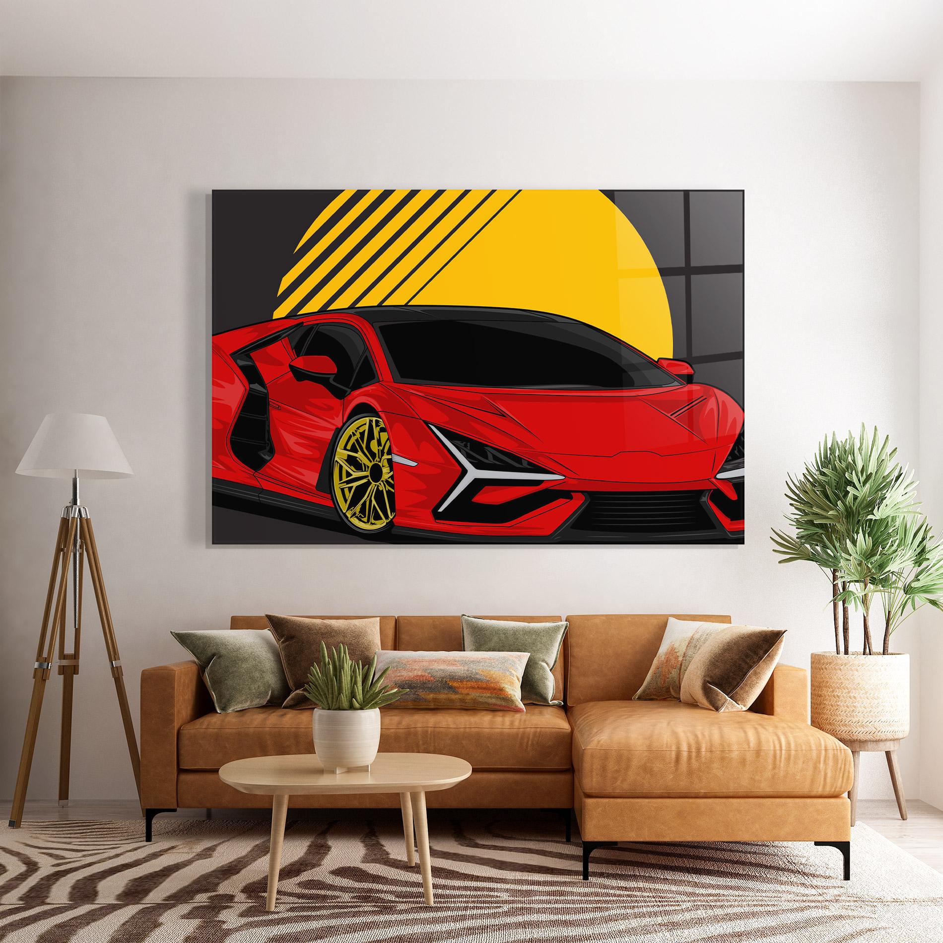 Üvegkép Red Yellow Sport Car mockup 7