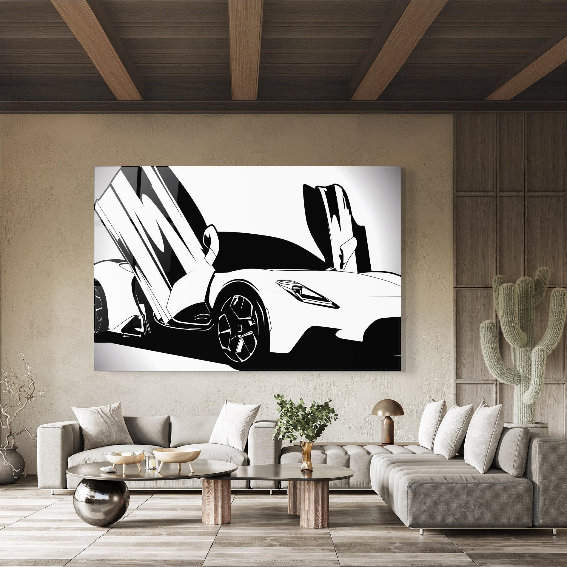 Üvegkép Black White Car mockup 8