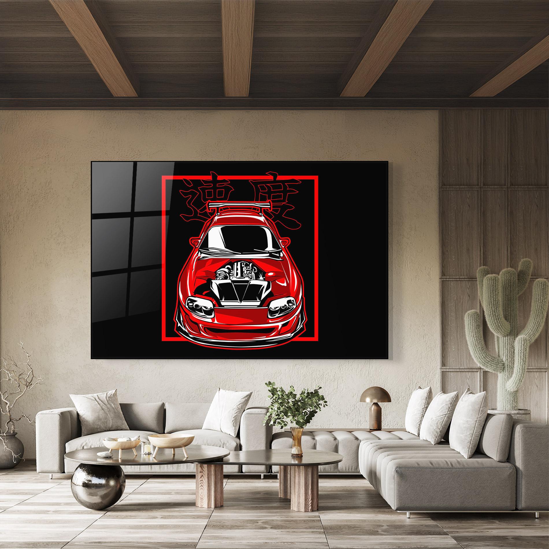 Üvegkép Japanese Red Car mockup 8