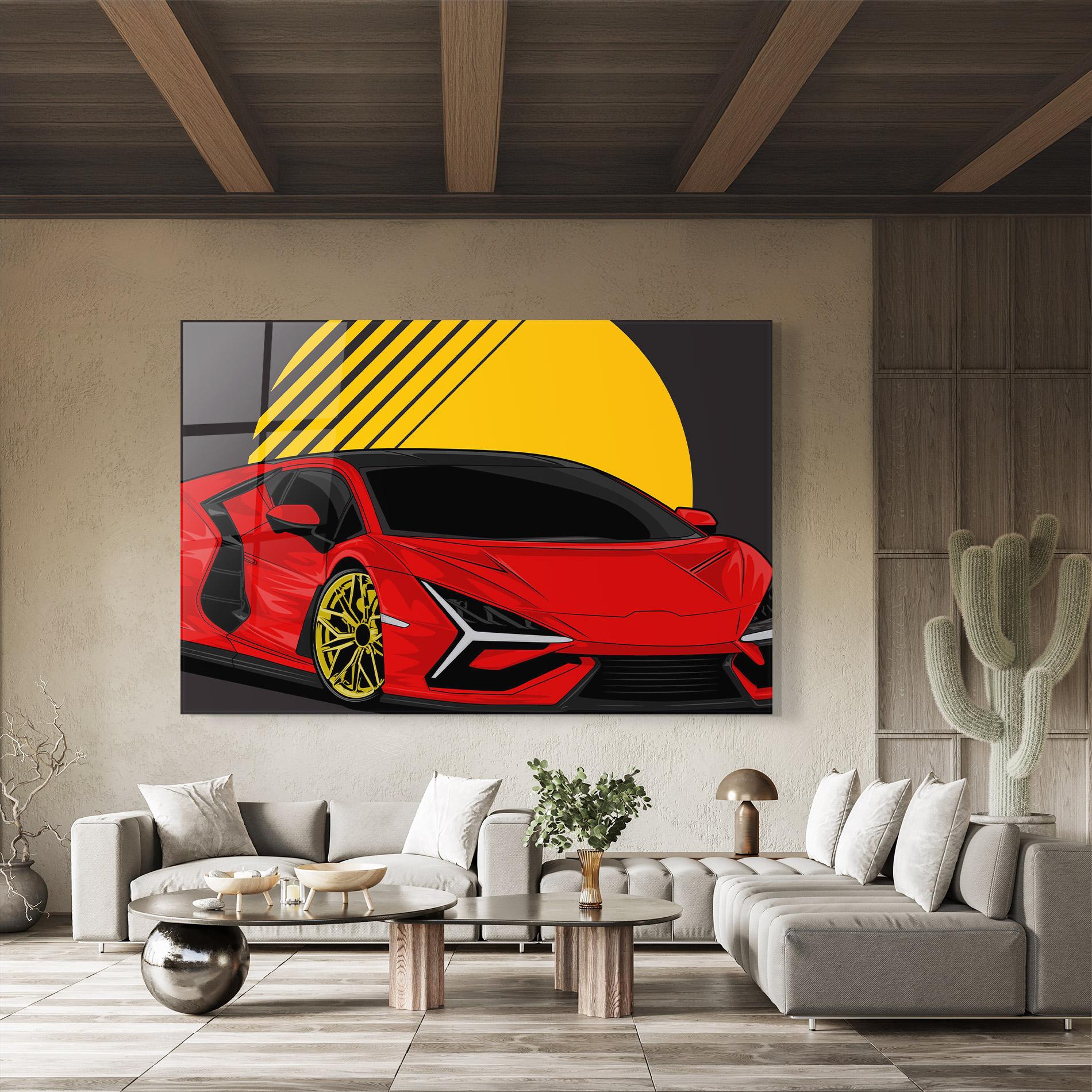 Üvegkép Red Yellow Sport Car mockup 8