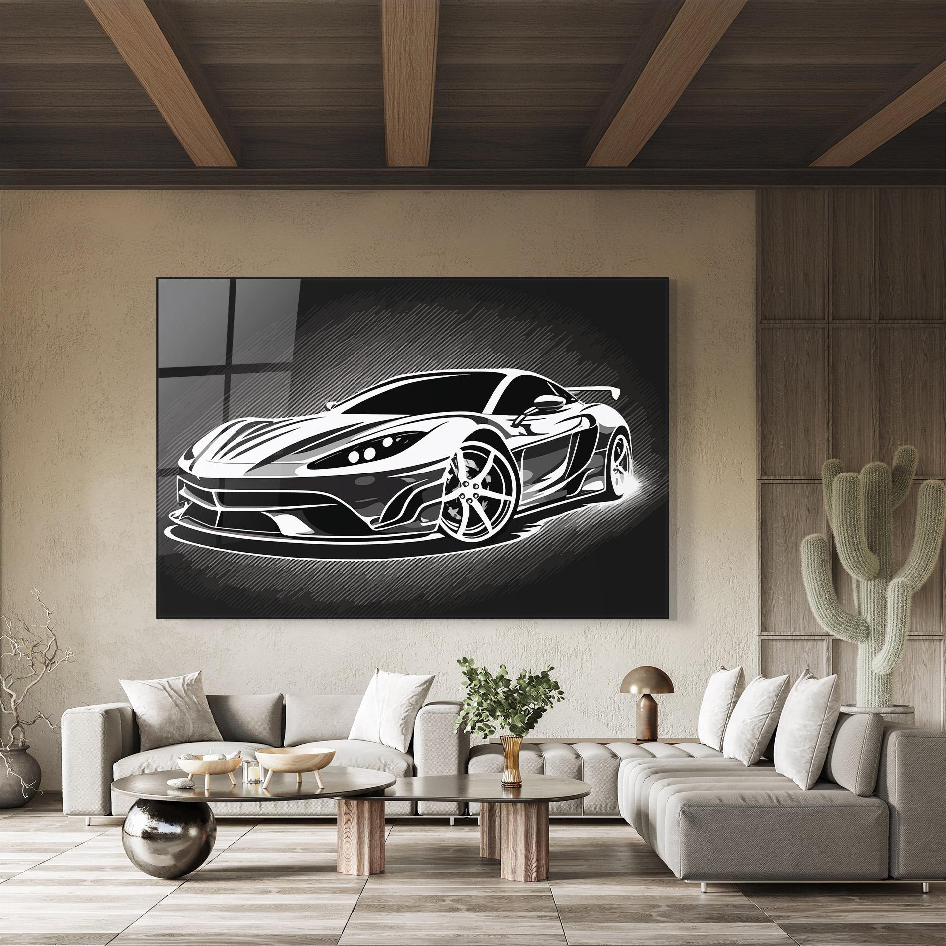 Üvegkép White Sport Car mockup 8