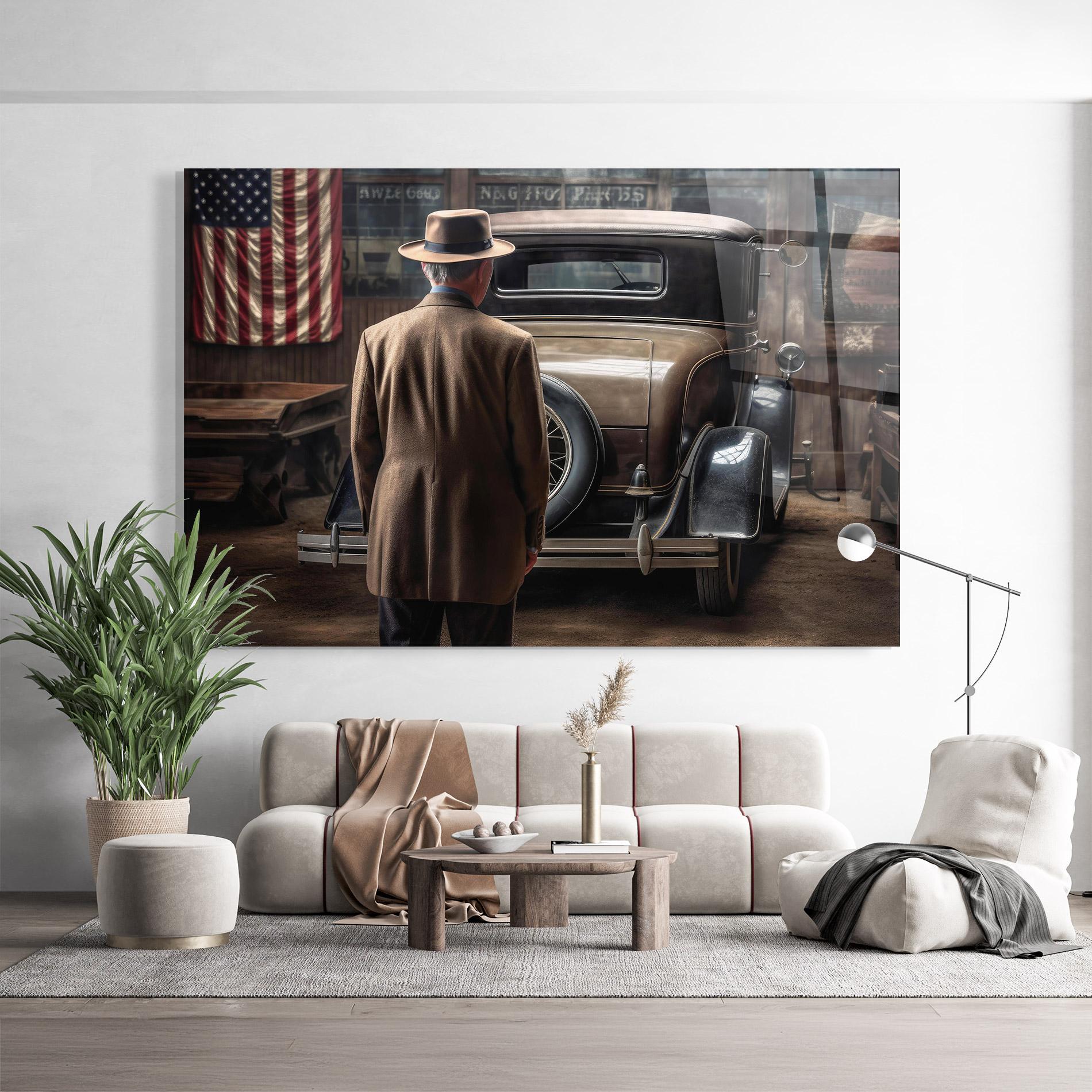 Üvegkép American Vintage Car mockup 9