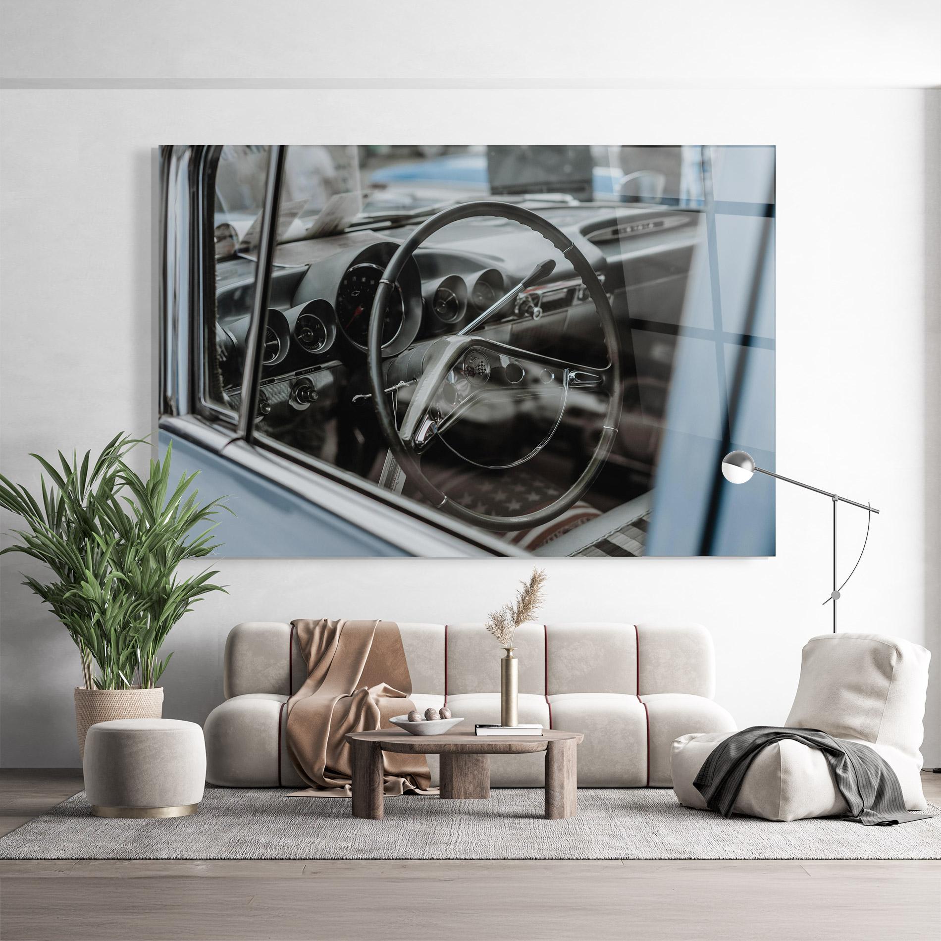 Üvegkép Black Steering Wheel mockup 9