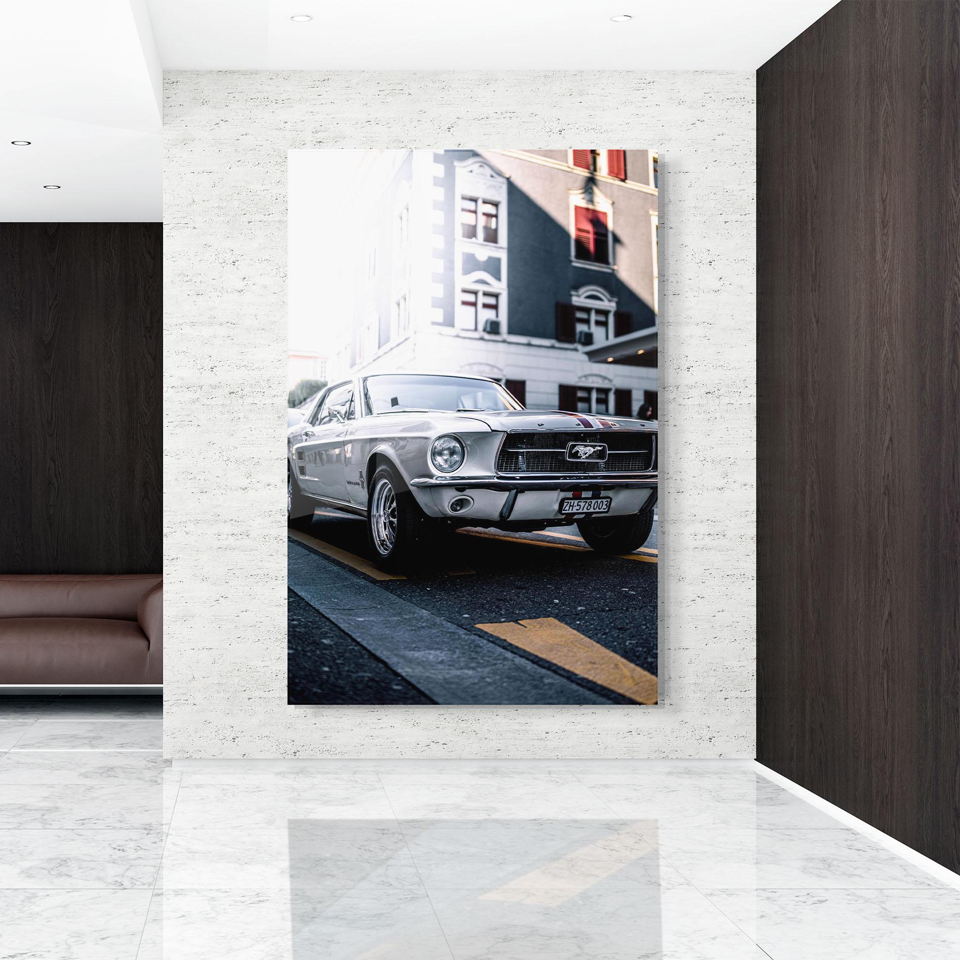 Üvegkép Vintage White Car mockup 9