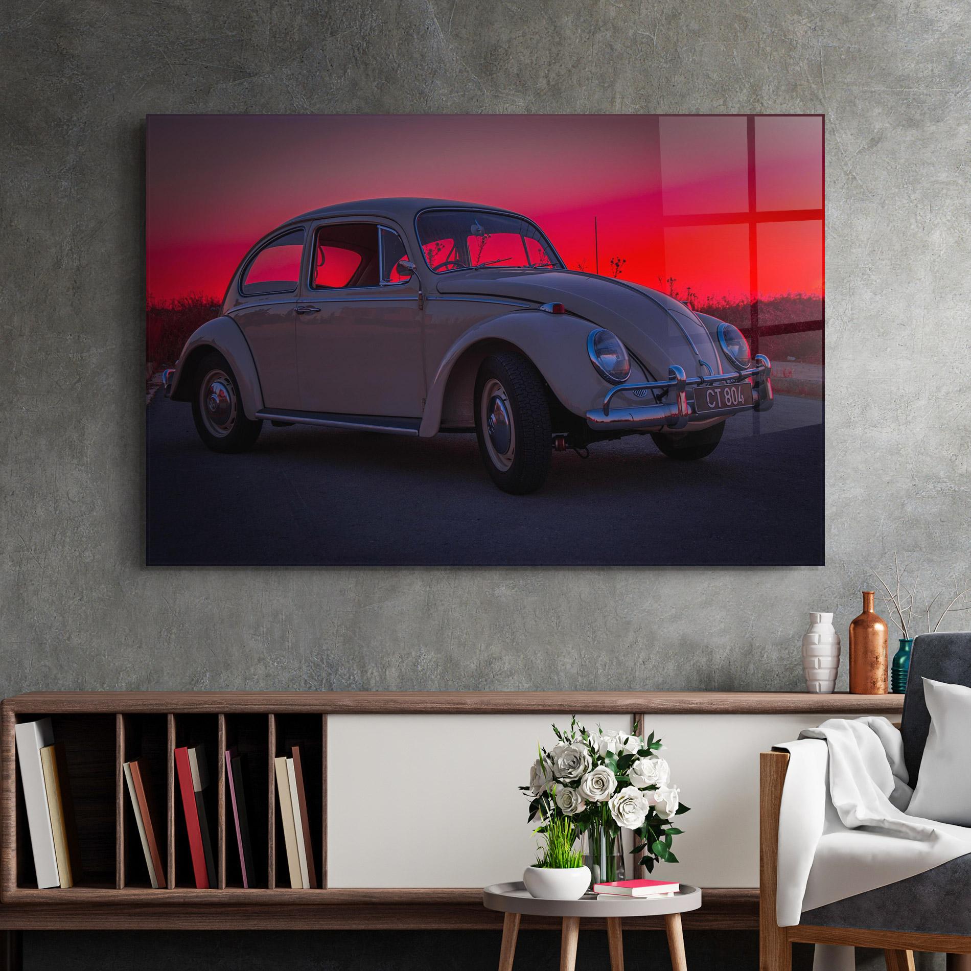 Üvegkép Old Car Sunset mockup 2