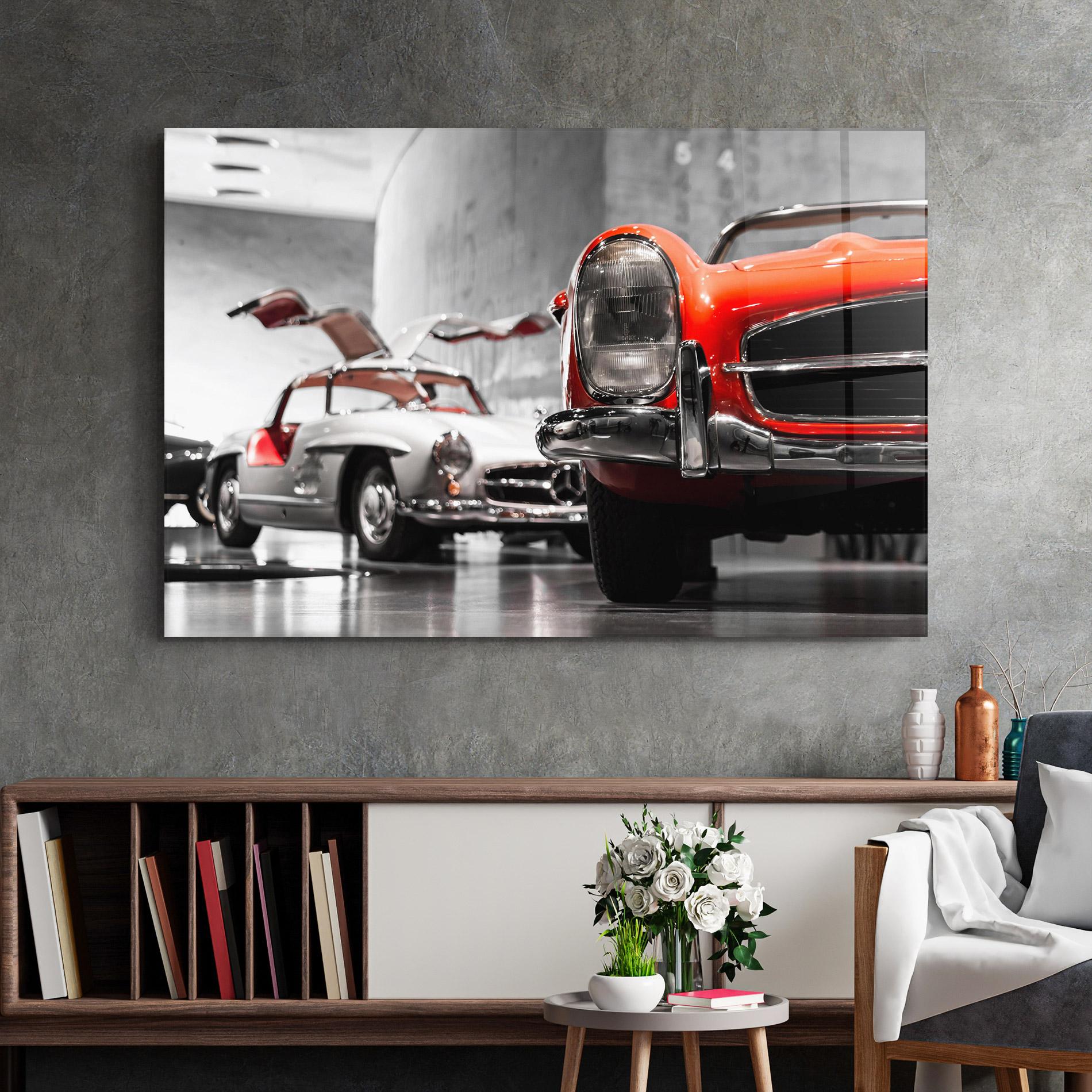 Üvegkép Vintage Red White mockup 2