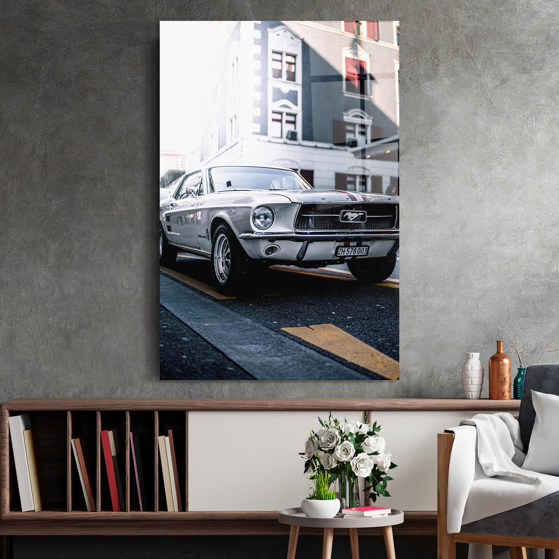 Üvegkép Vintage White Car mockup 2