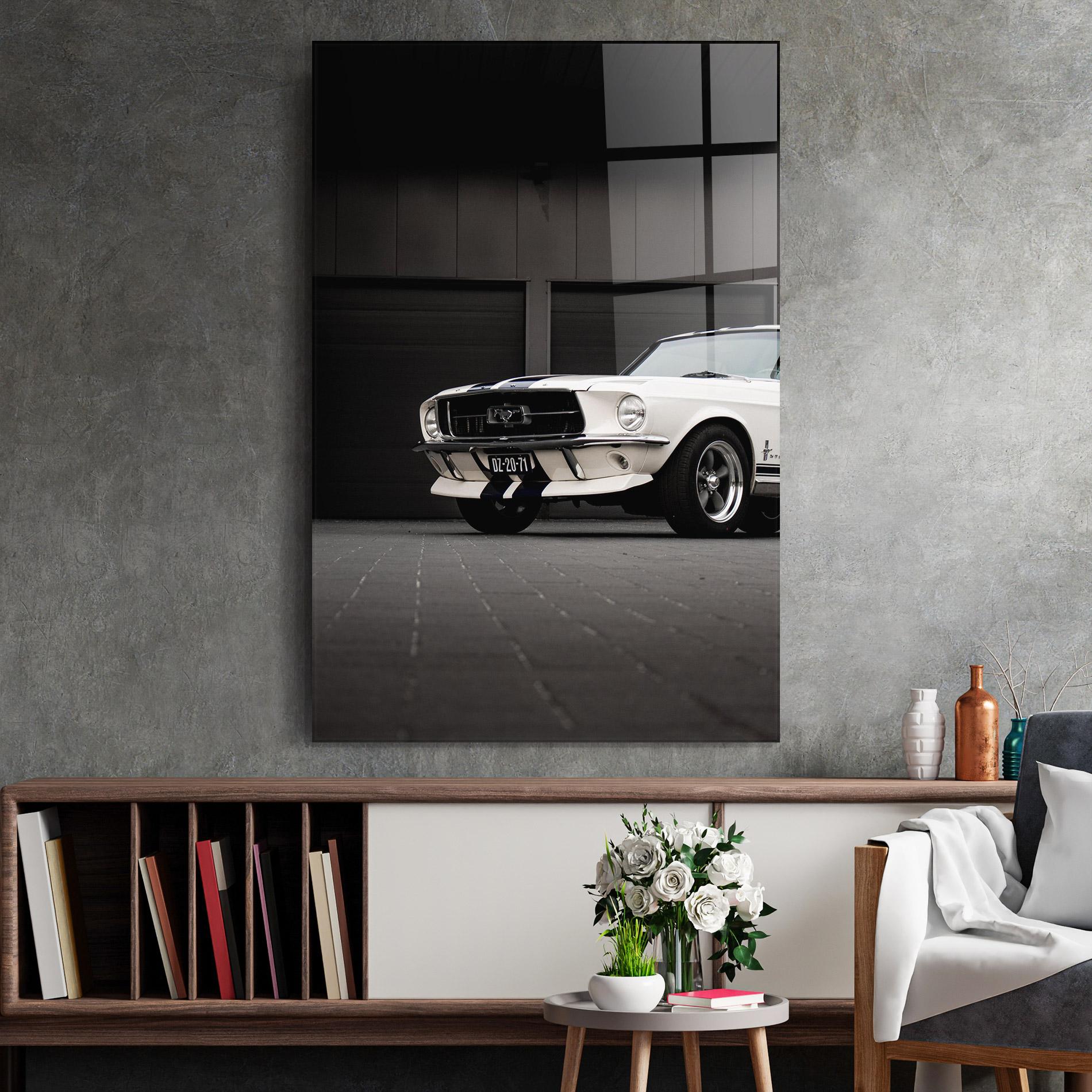Üvegkép White Vintage Car mockup 2