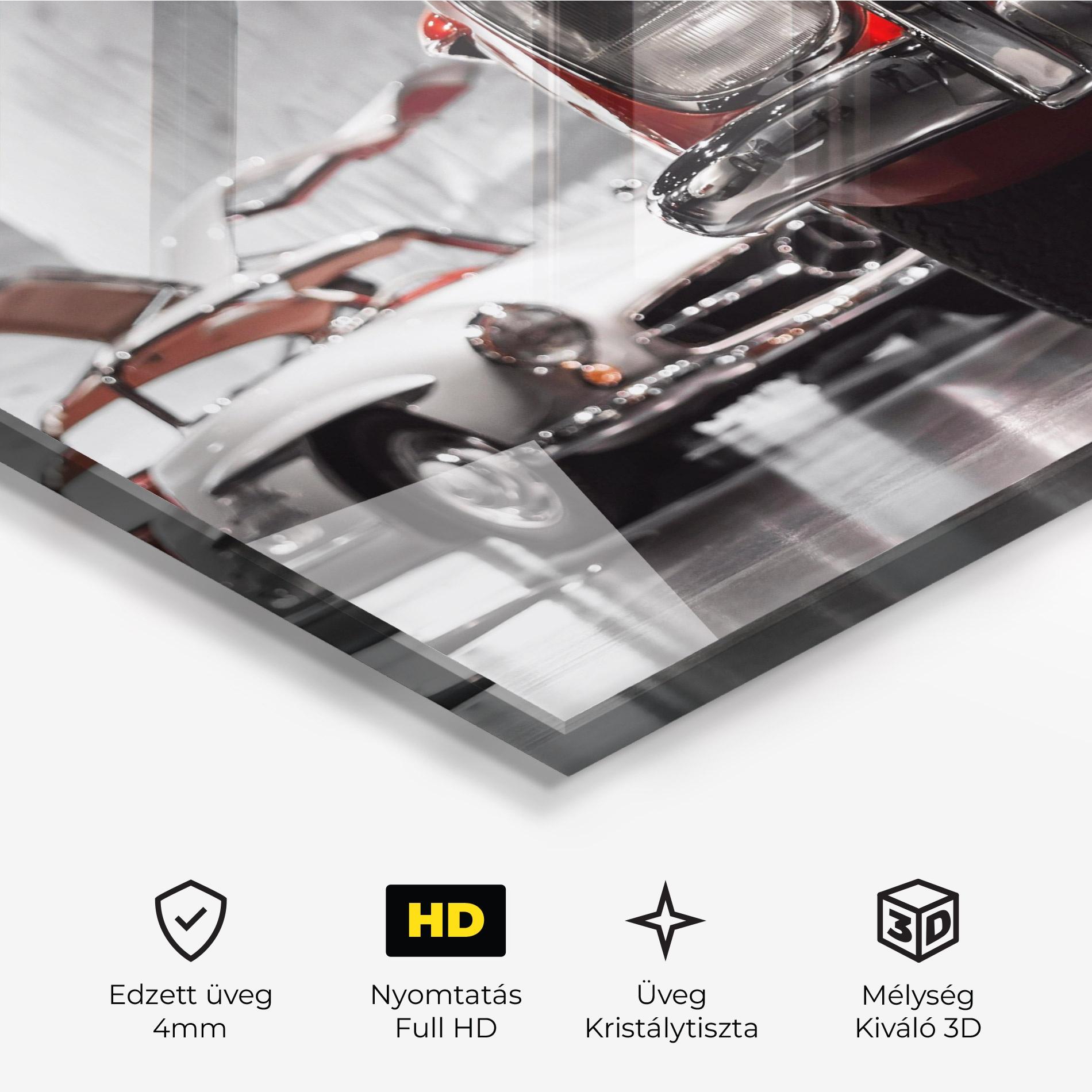 Üvegkép Vintage Red White mockup 3