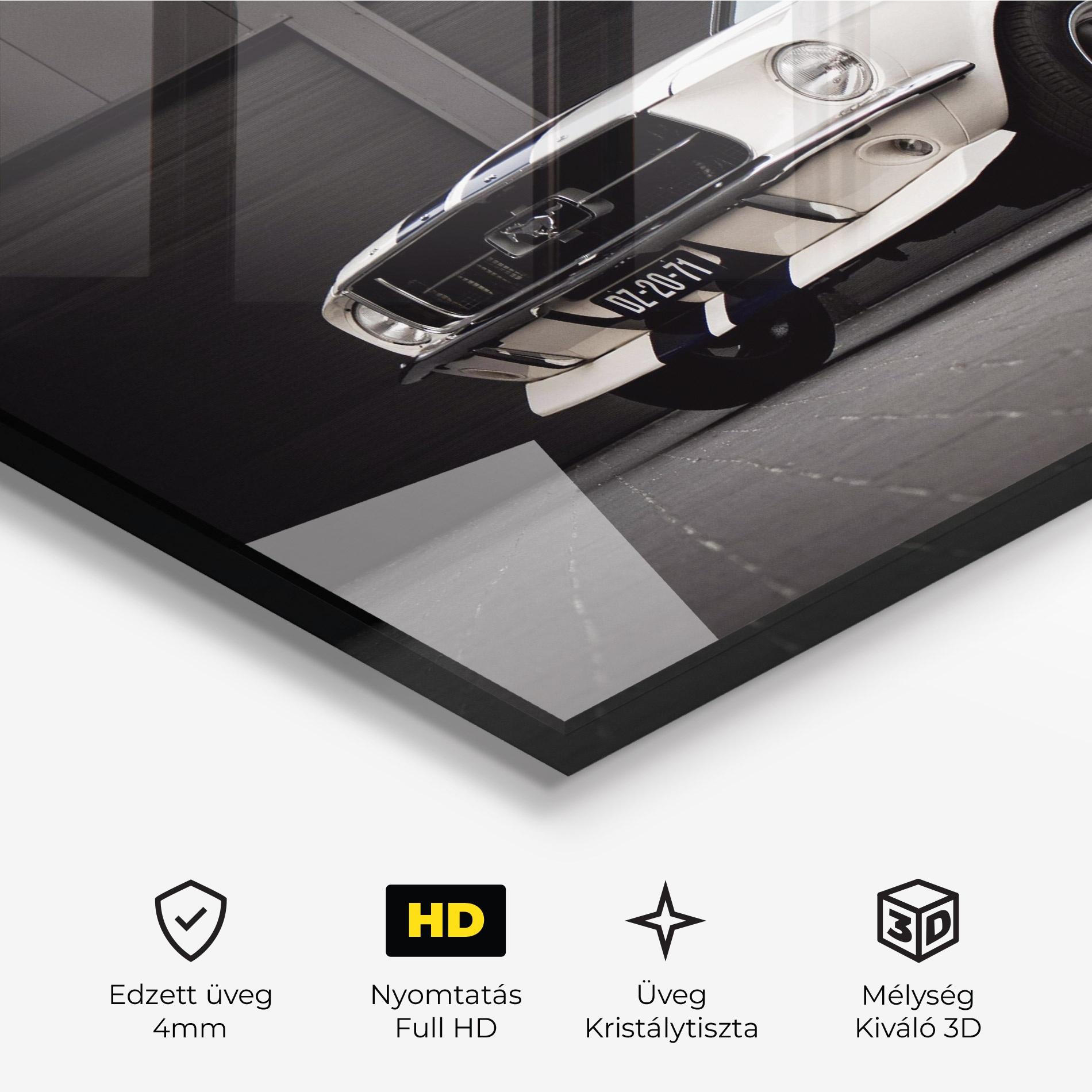 Üvegkép White Vintage Car mockup 3