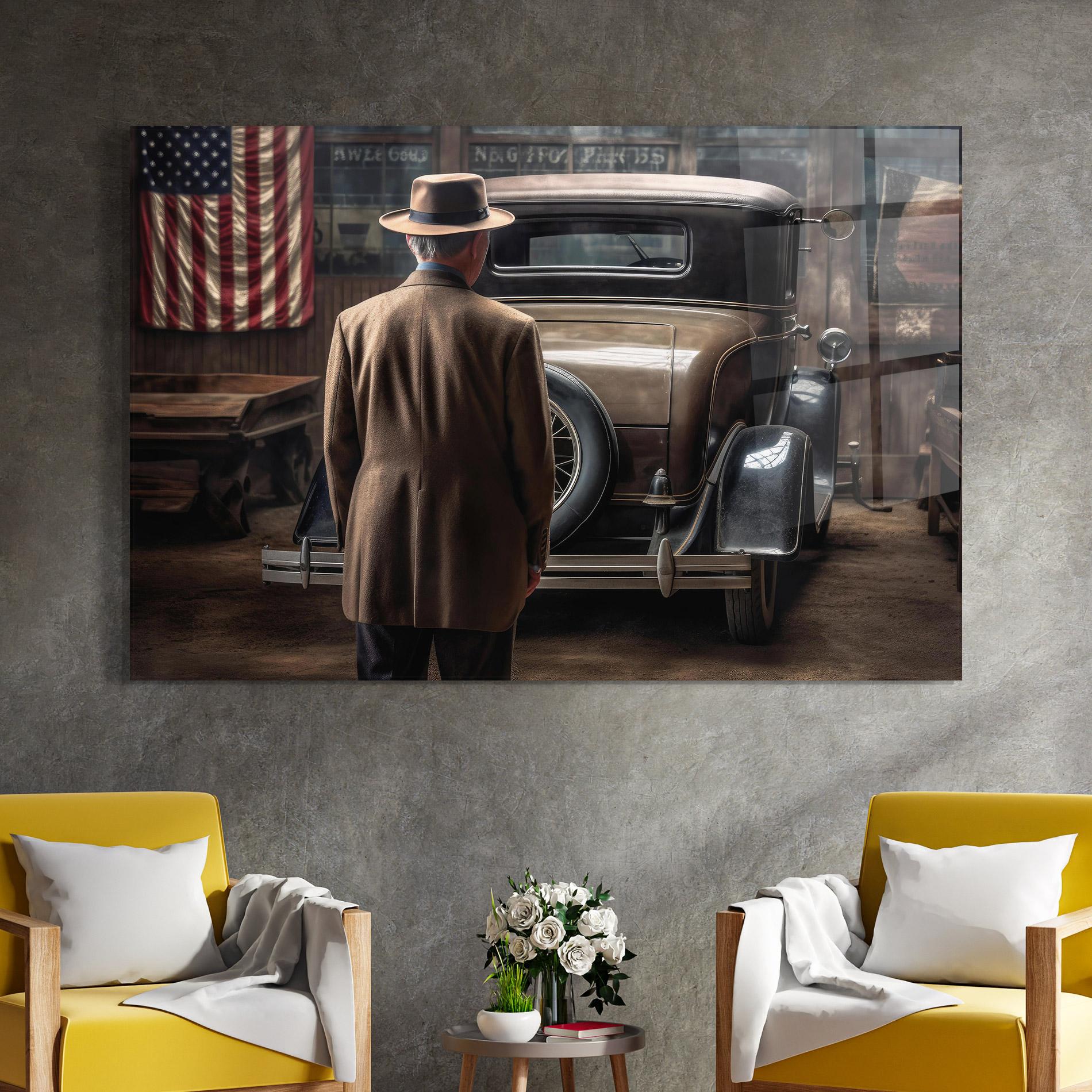 Üvegkép American Vintage Car mockup 4