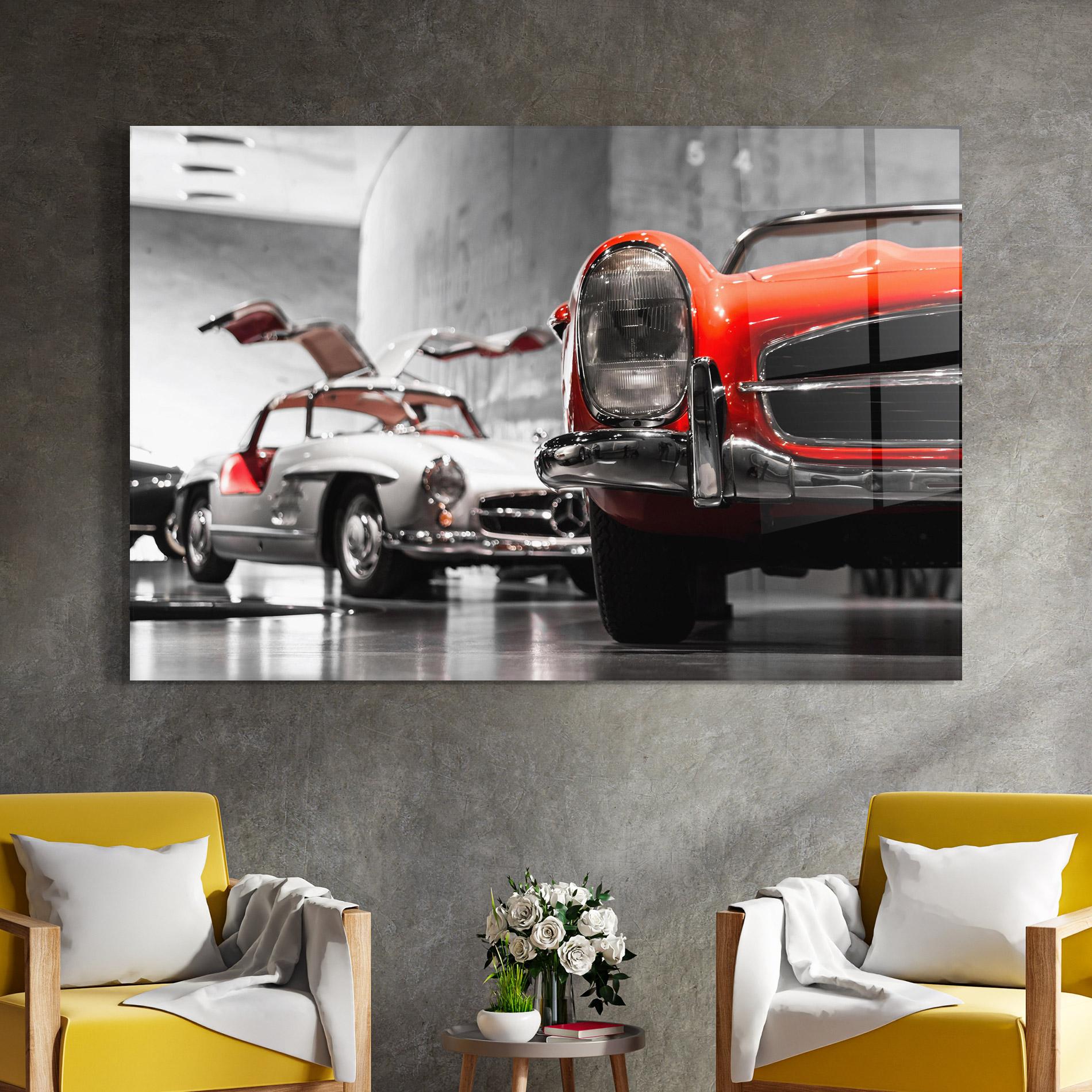 Üvegkép Vintage Red White mockup 4