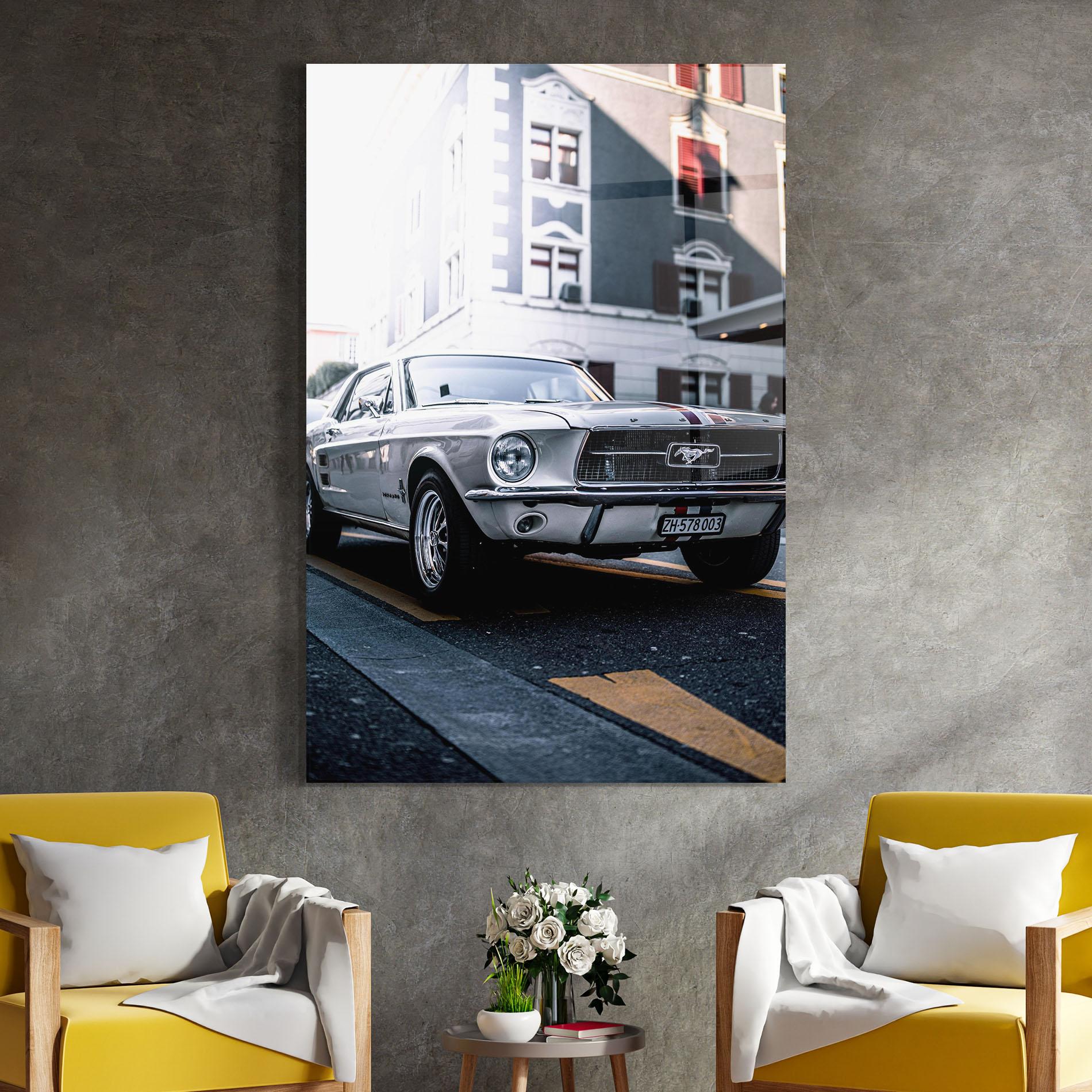 Üvegkép Vintage White Car mockup 4