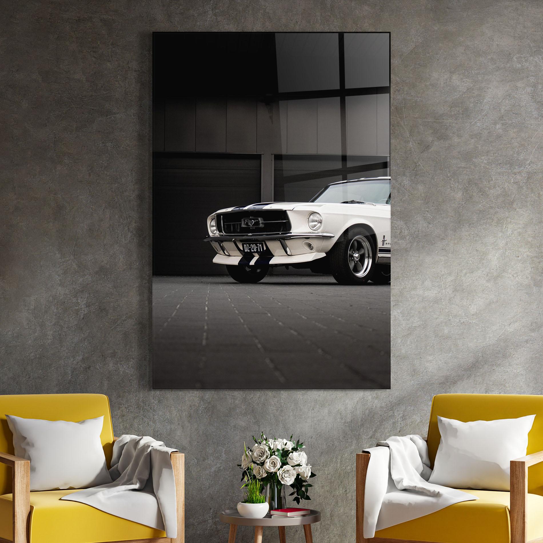 Üvegkép White Vintage Car mockup 4