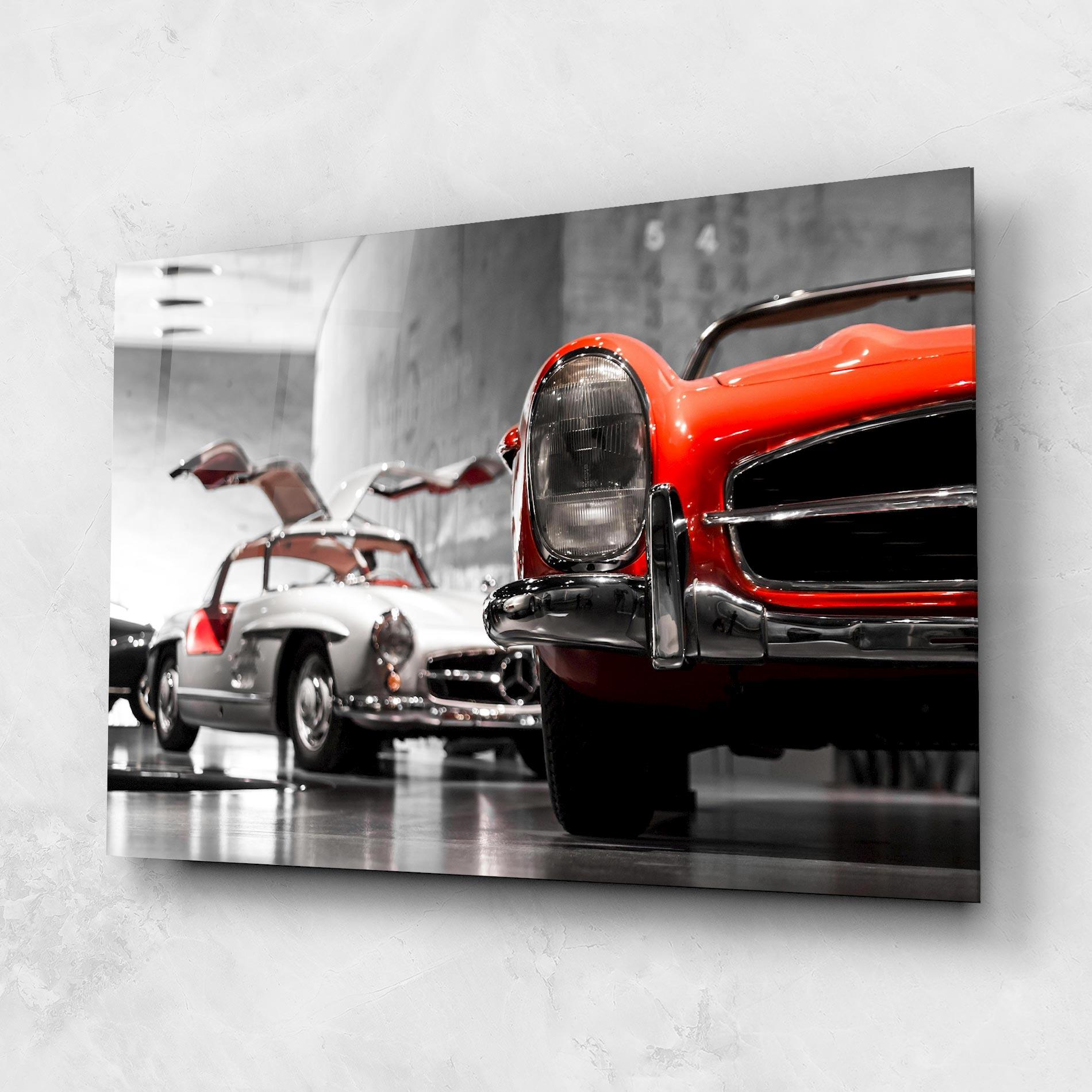 Üvegkép Vintage Red White mockup 1