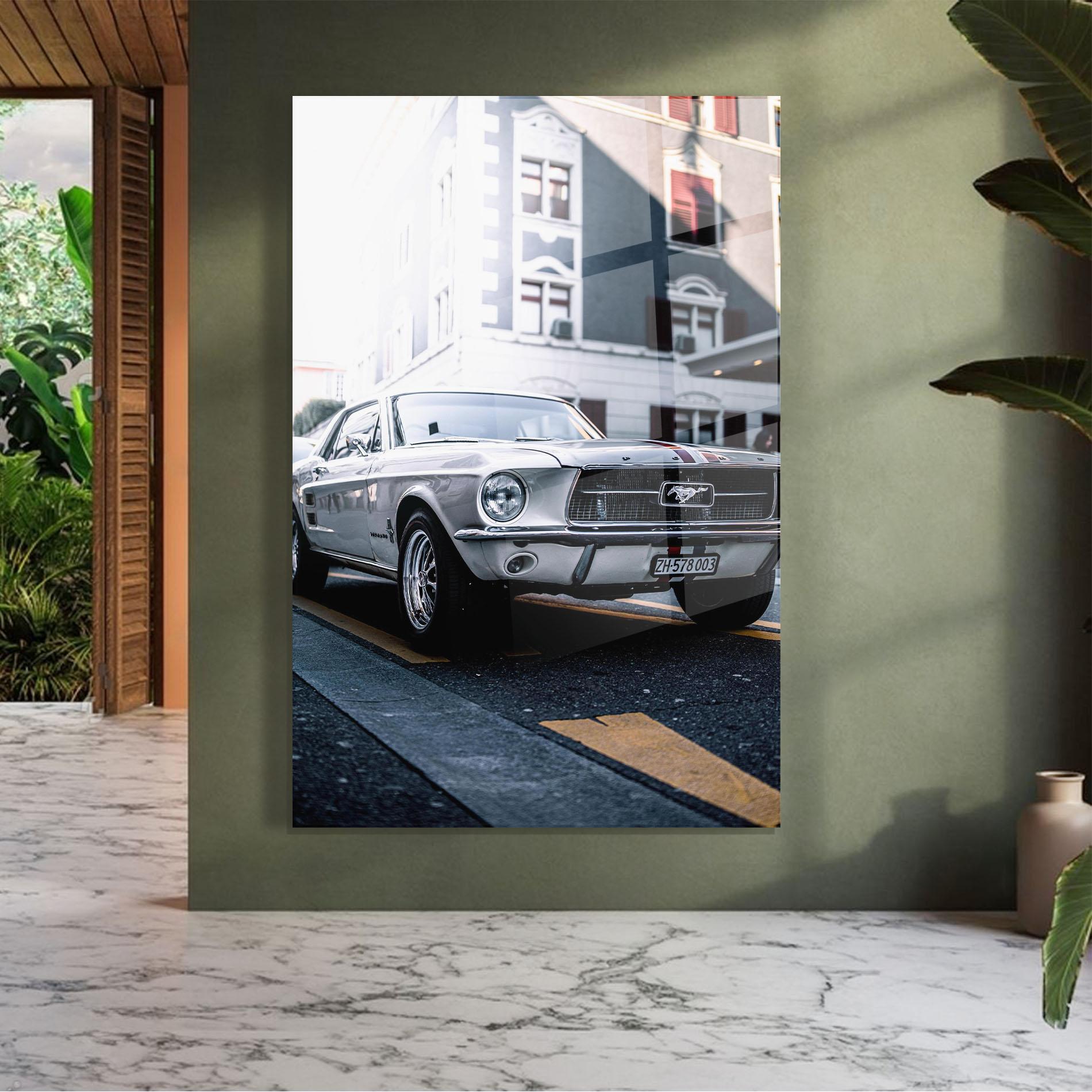 Üvegkép Vintage White Car mockup 7