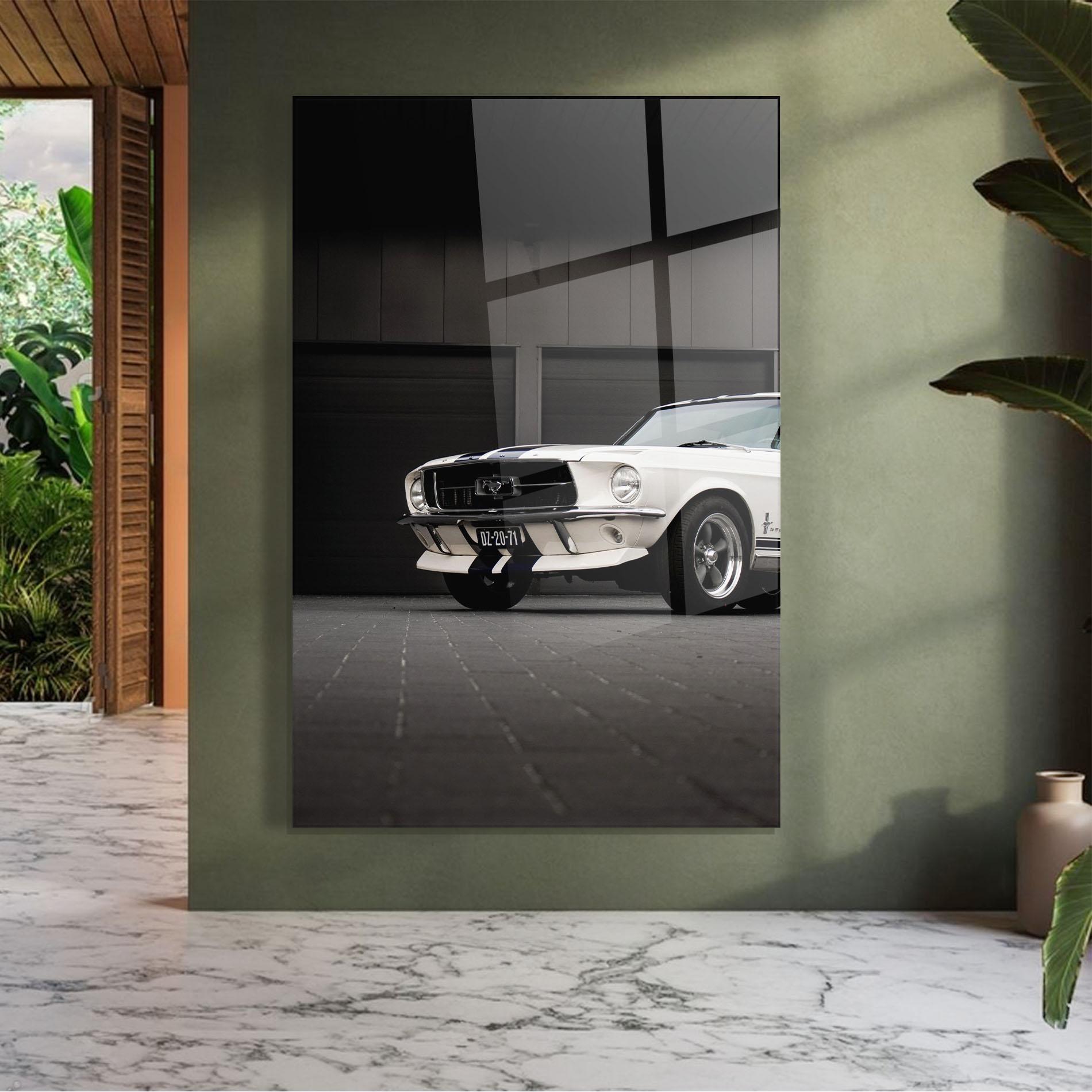 Üvegkép White Vintage Car mockup 7