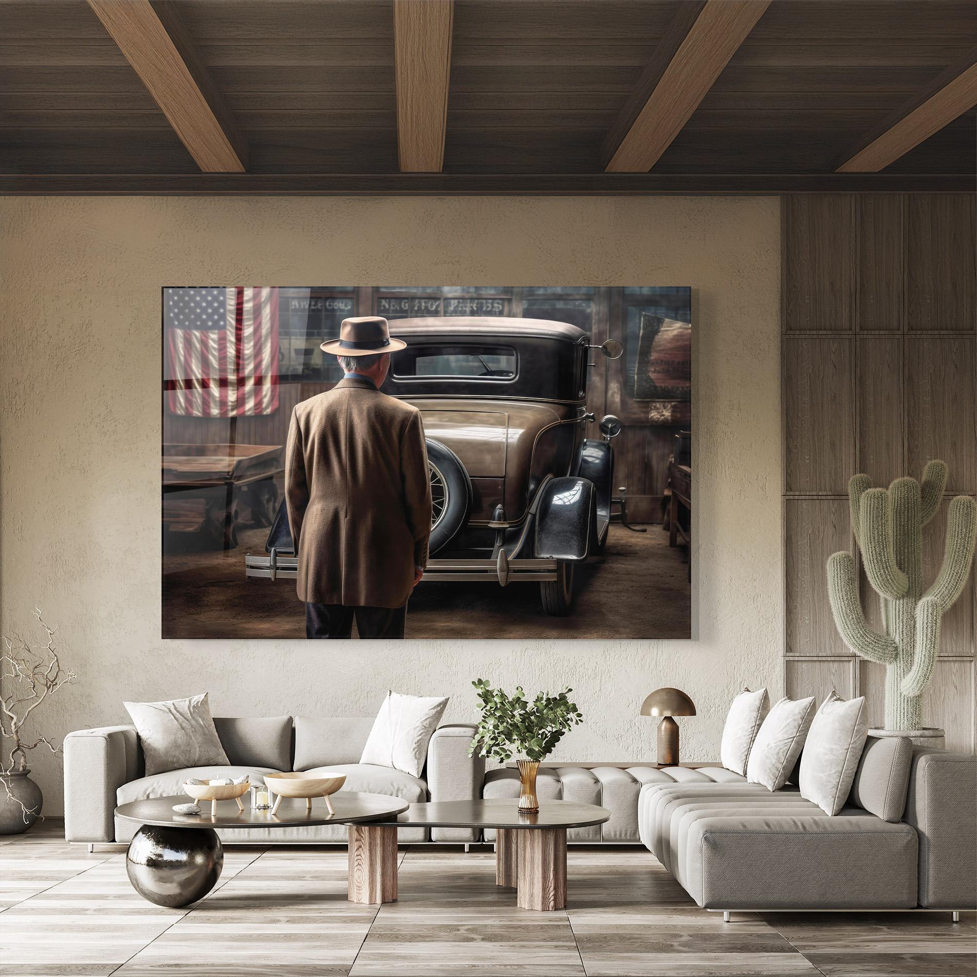 Üvegkép American Vintage Car mockup 8