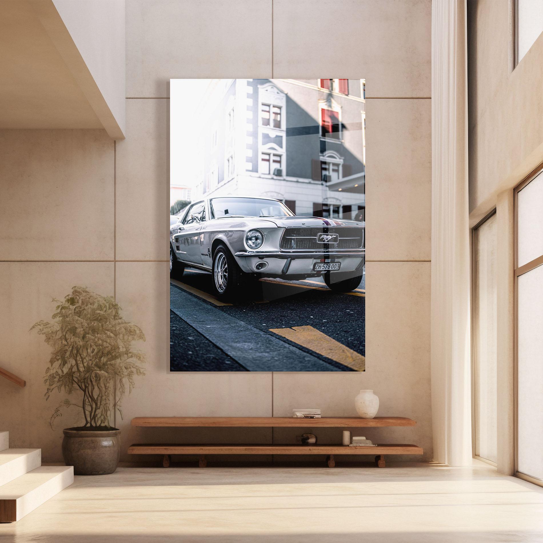 Üvegkép Vintage White Car mockup 8