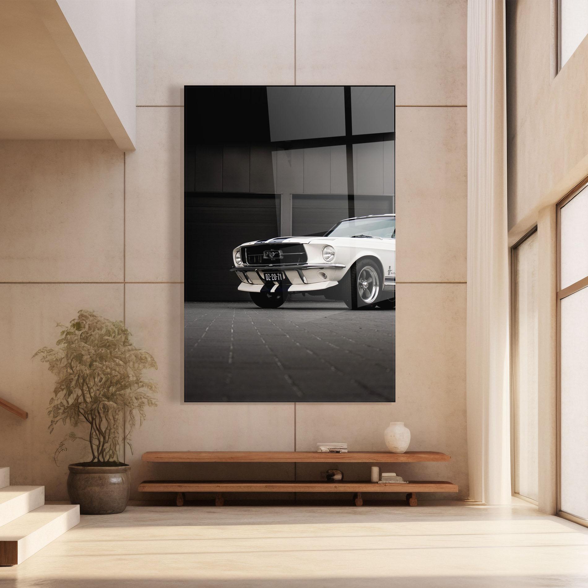 Üvegkép White Vintage Car mockup 8