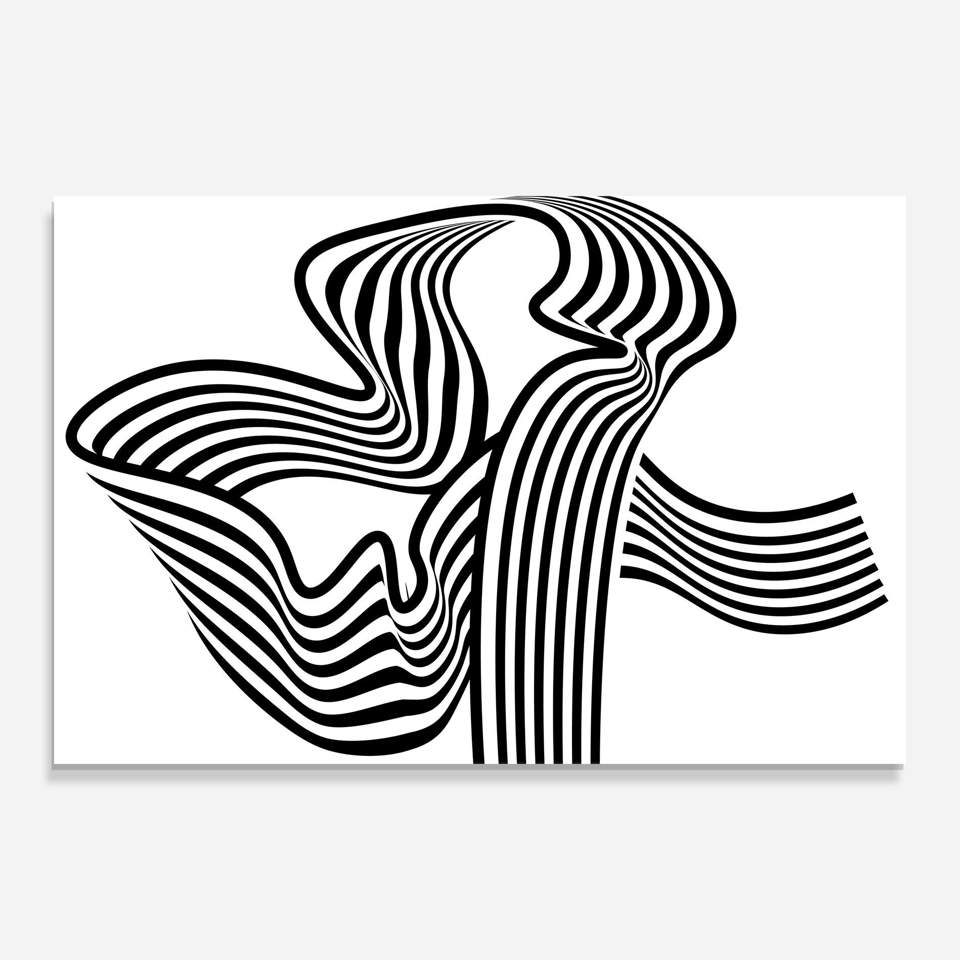 Üvegkép Black White Wave mockup 0