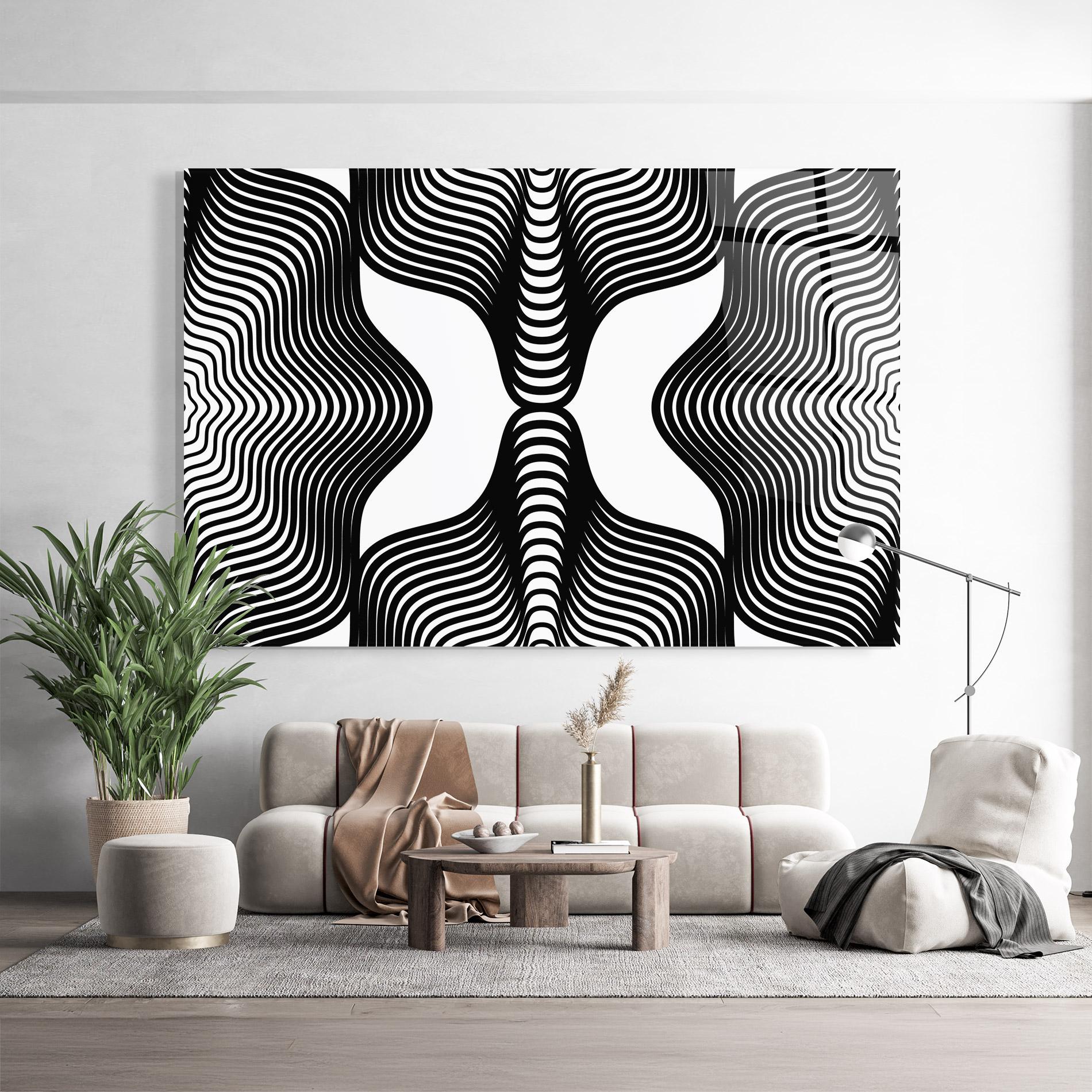Üvegkép Black Line Pattern mockup 9