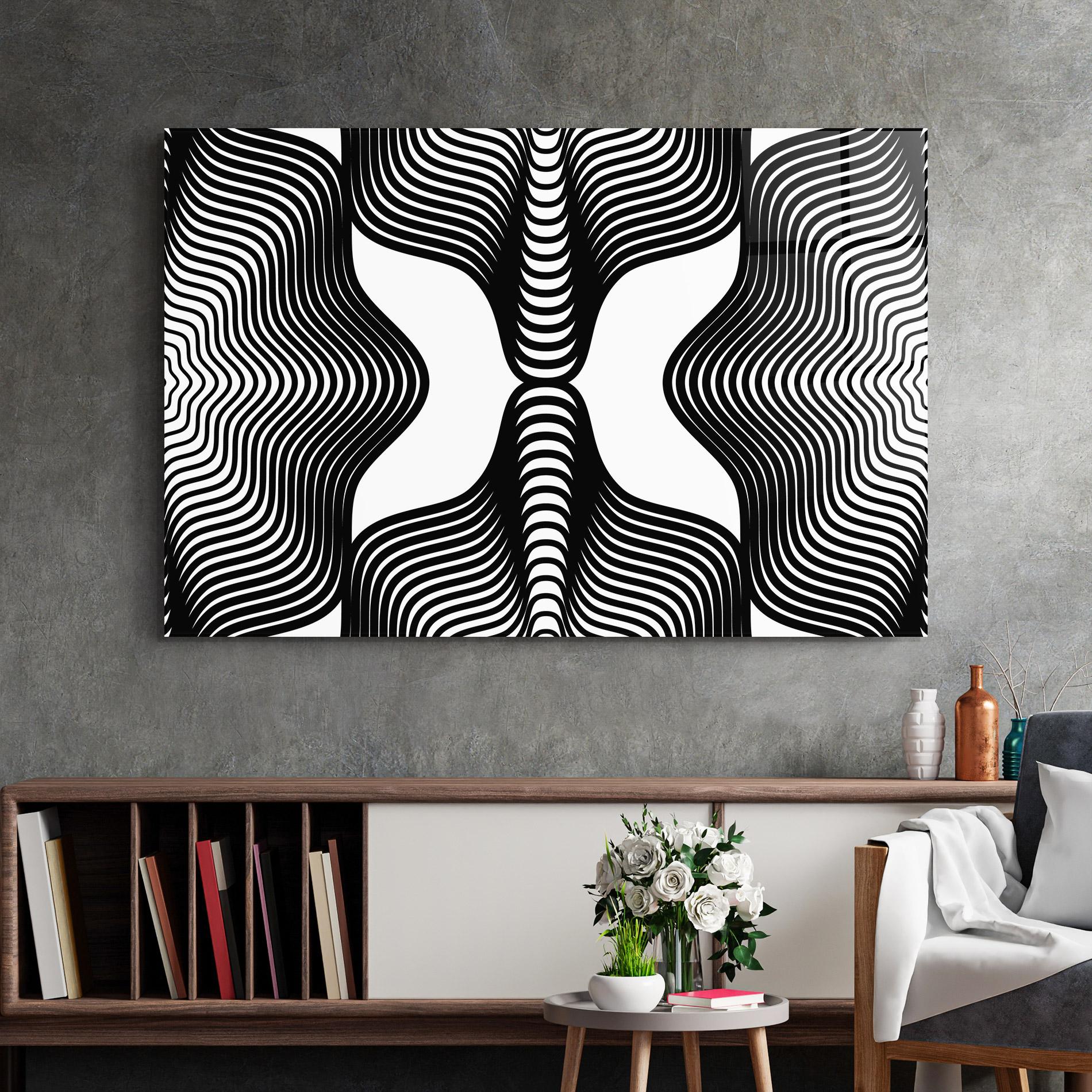 Üvegkép Black Line Pattern mockup 2