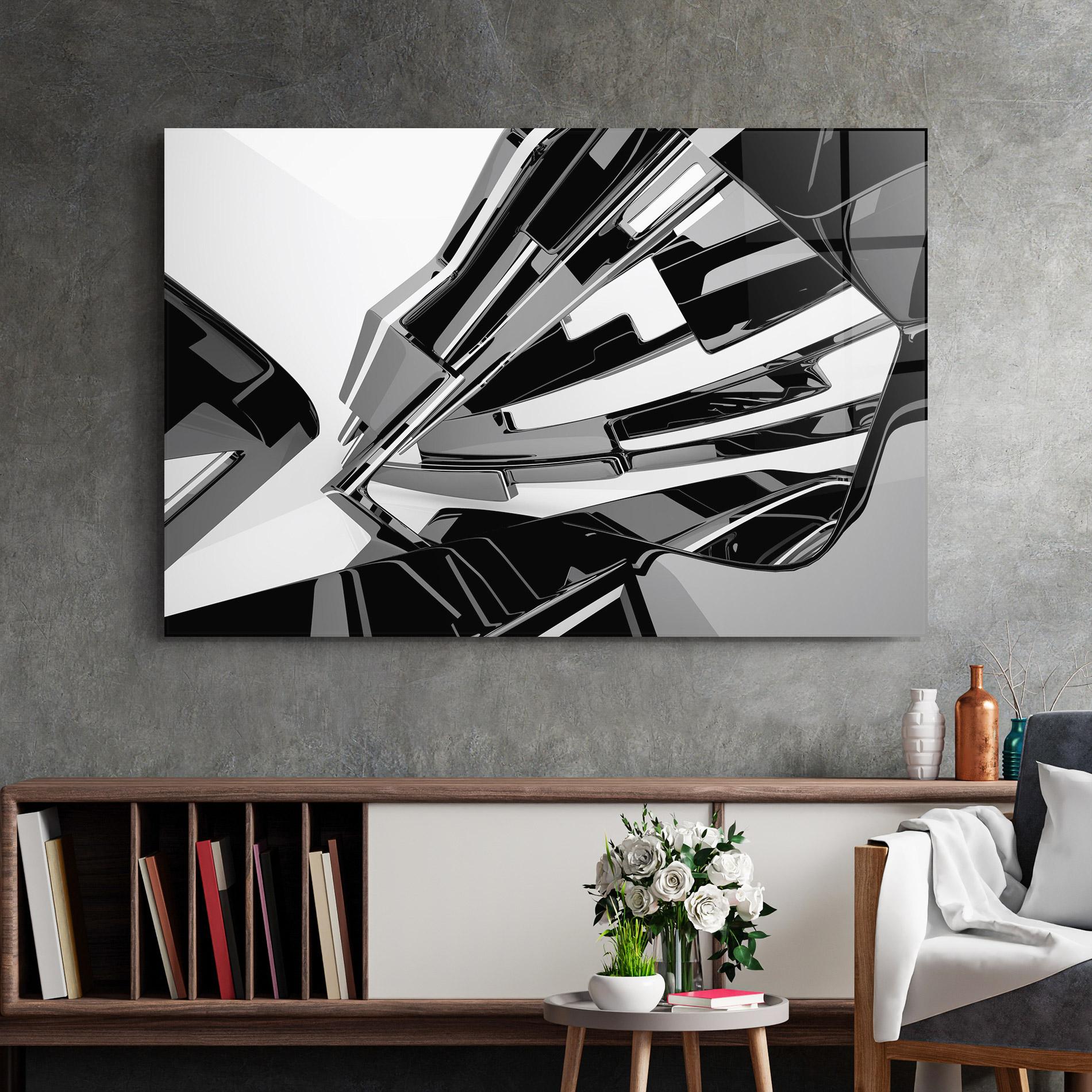 Üvegkép Black Sculpture mockup 2