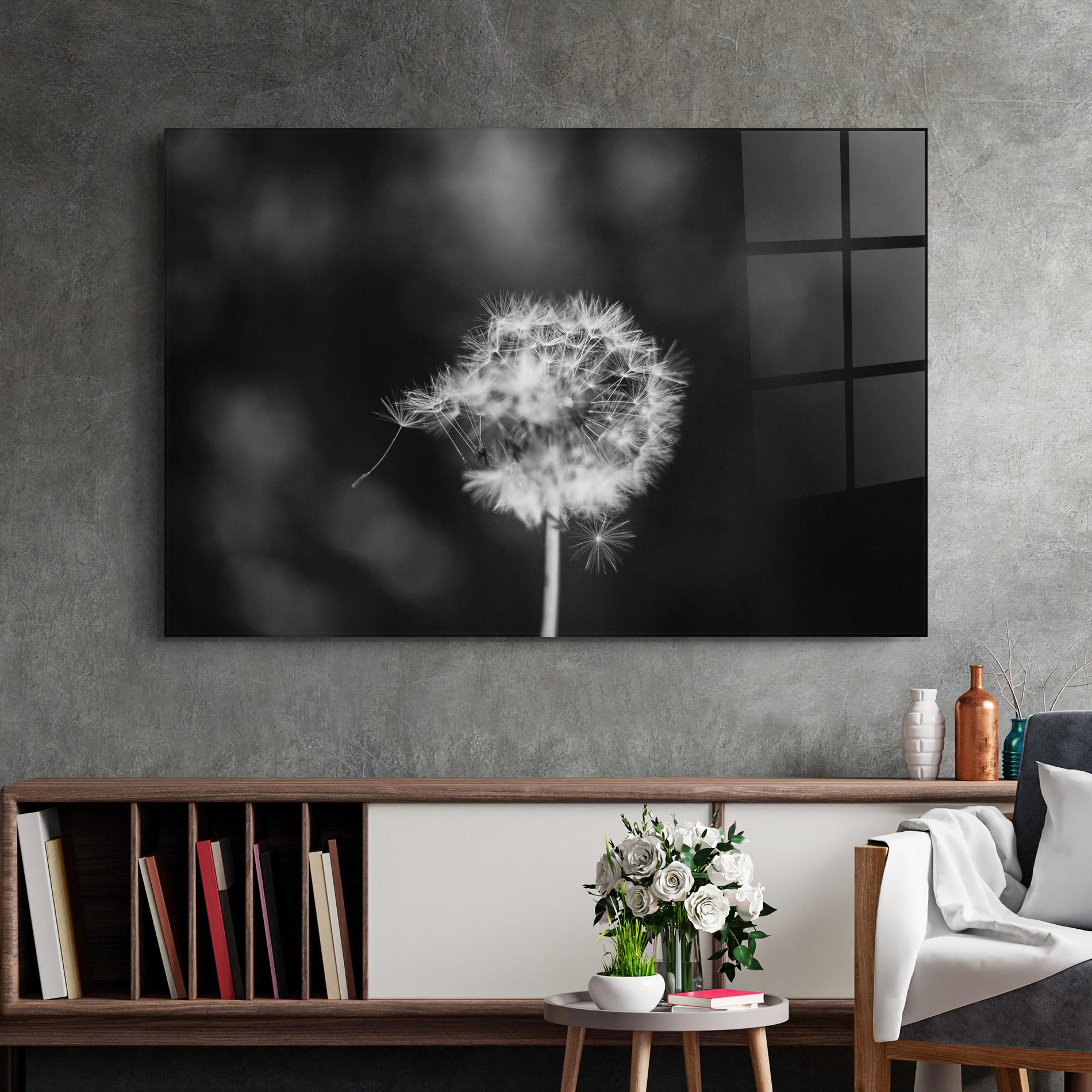 Üvegkép Grey Dandelion mockup 2