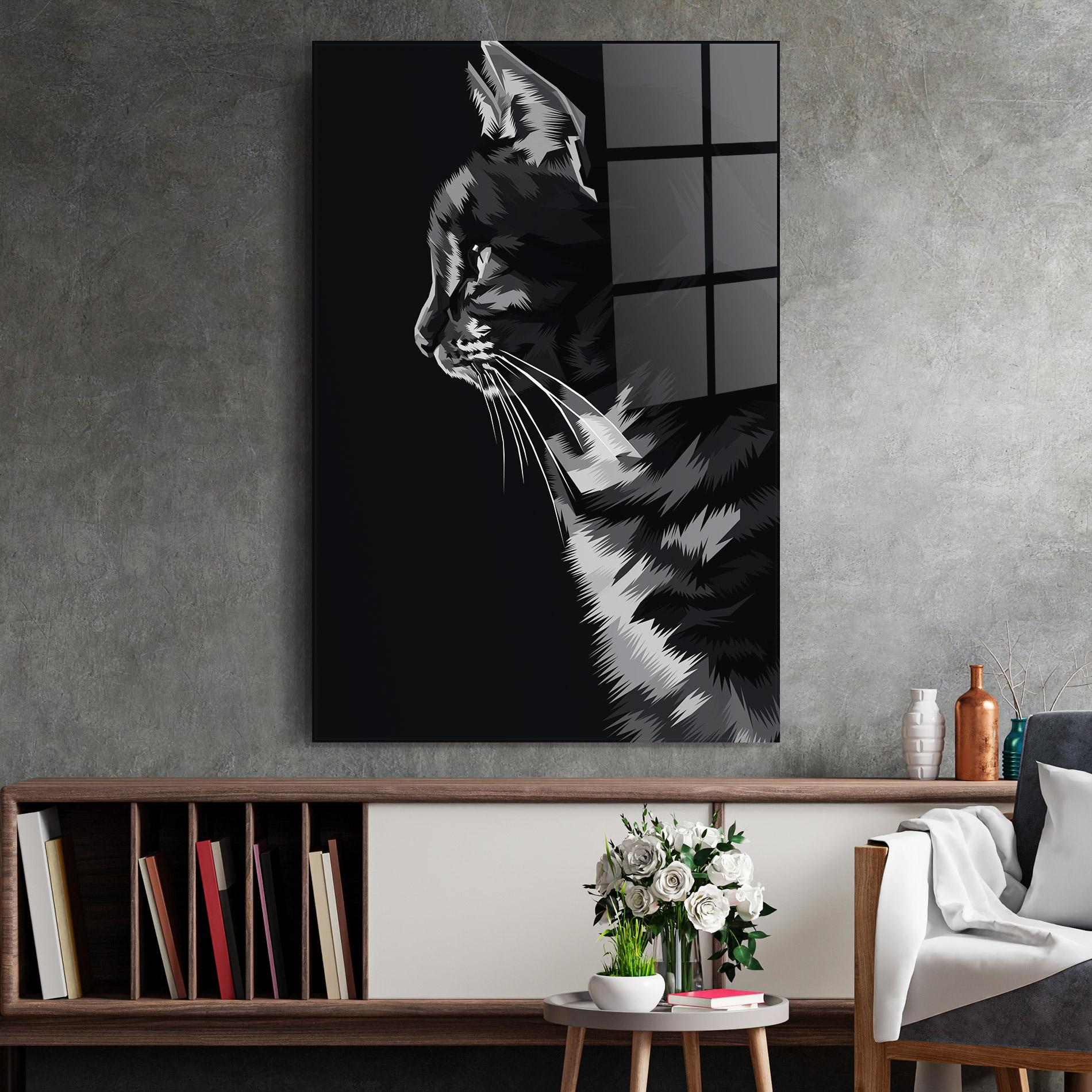 Üvegkép Black Grey Cat mockup 2