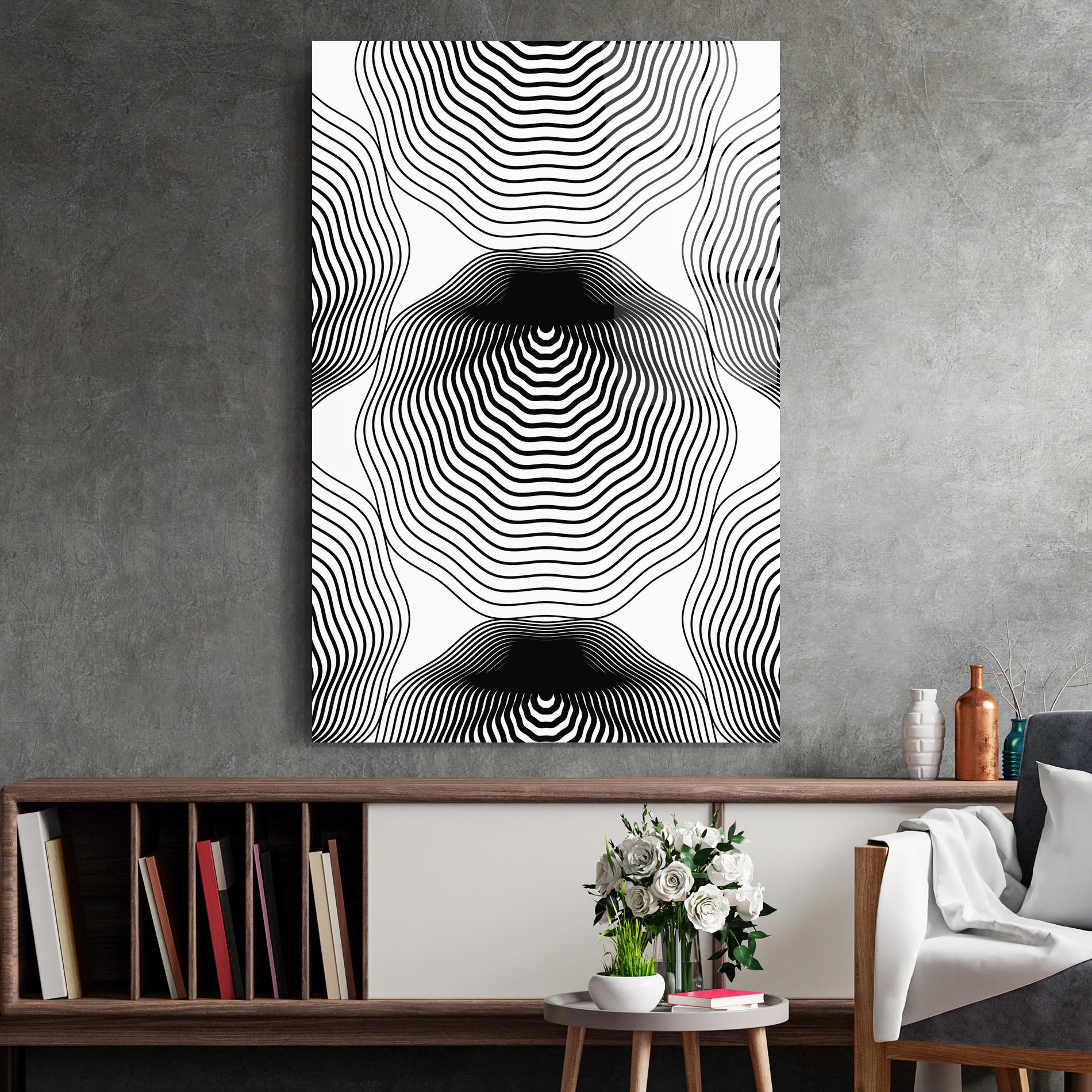 Üvegkép Black Line Art mockup 2