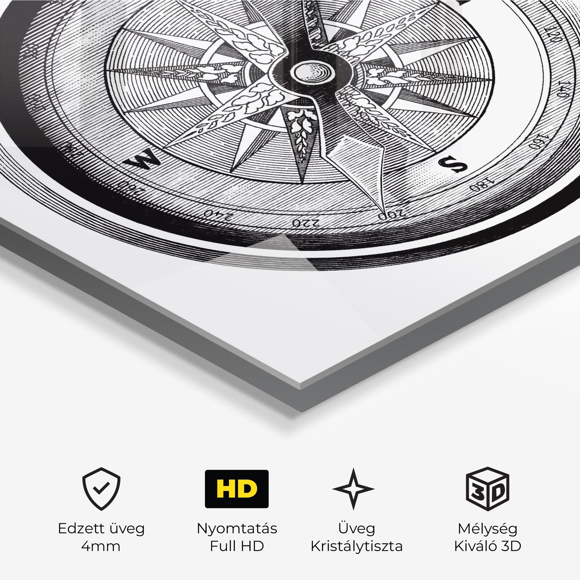Üvegkép Black Compass mockup 3