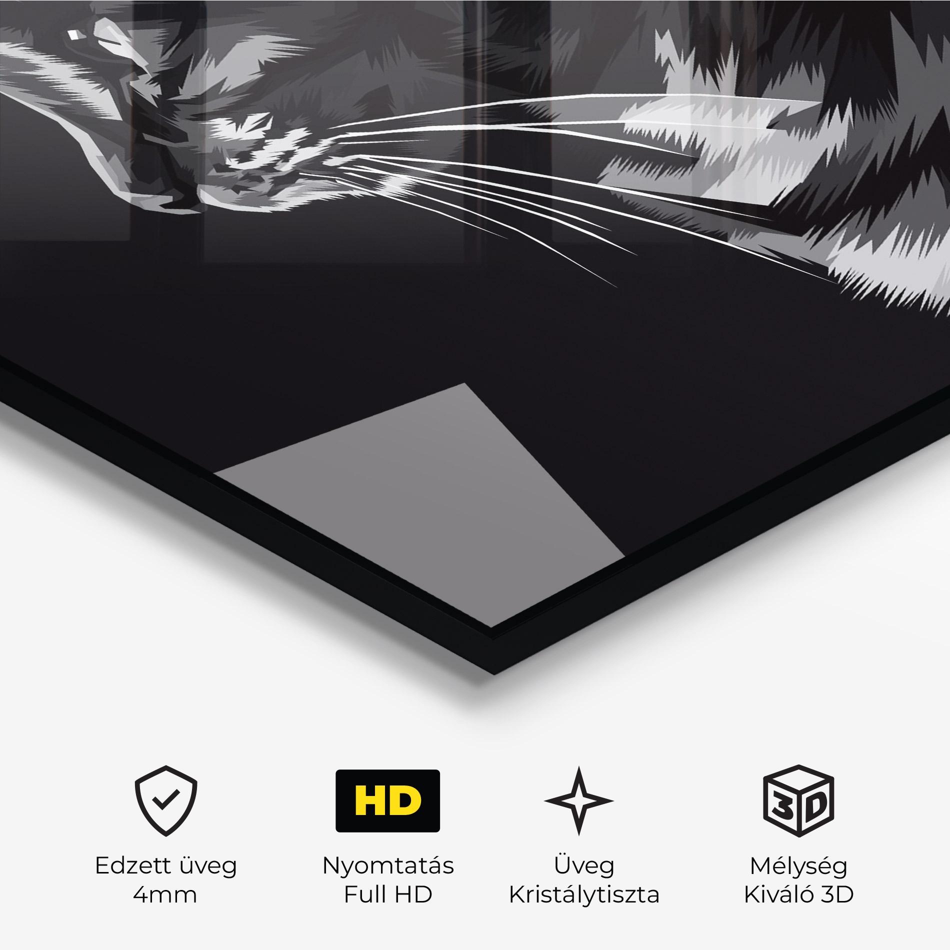 Üvegkép Black Grey Cat mockup 3