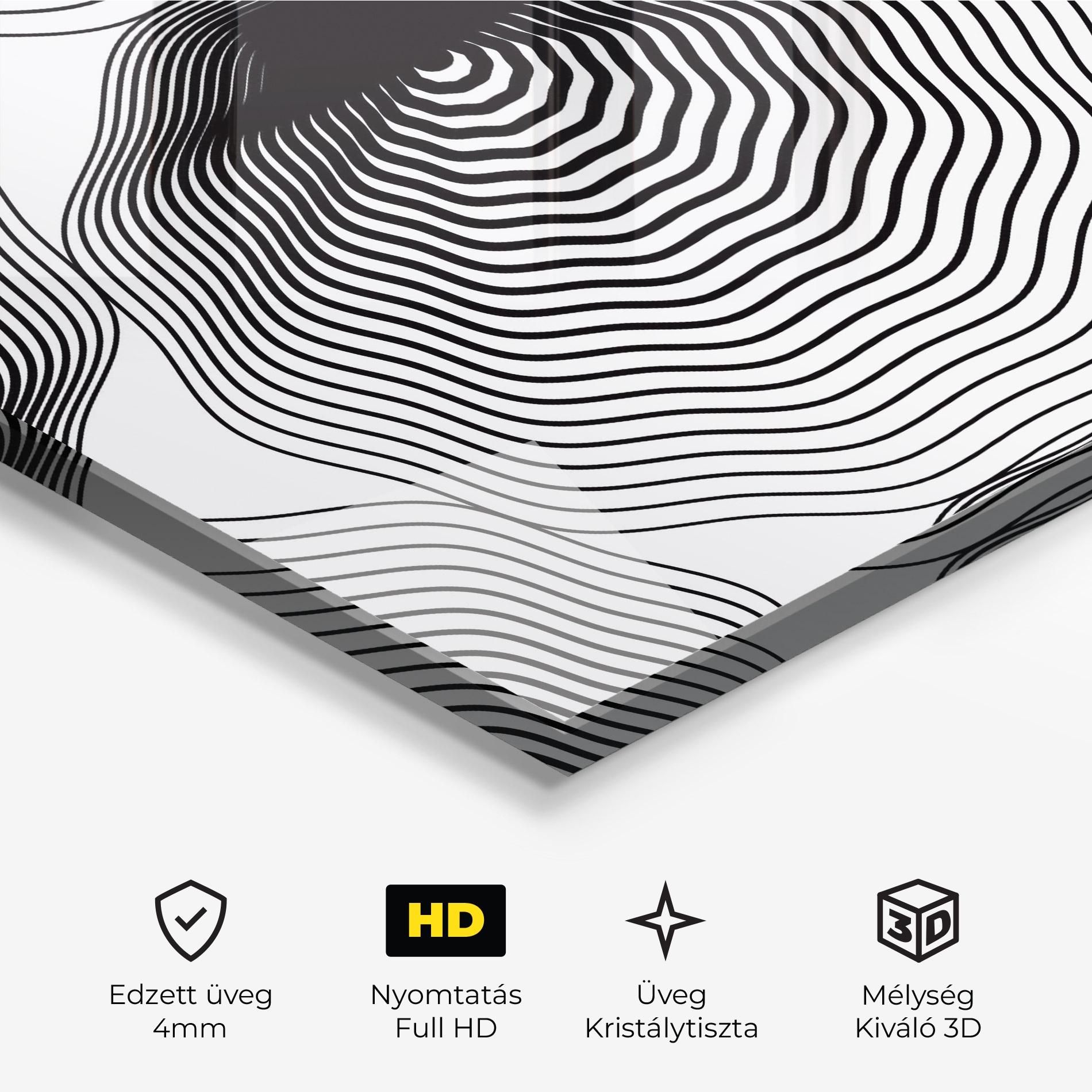 Üvegkép Black Line Art mockup 3