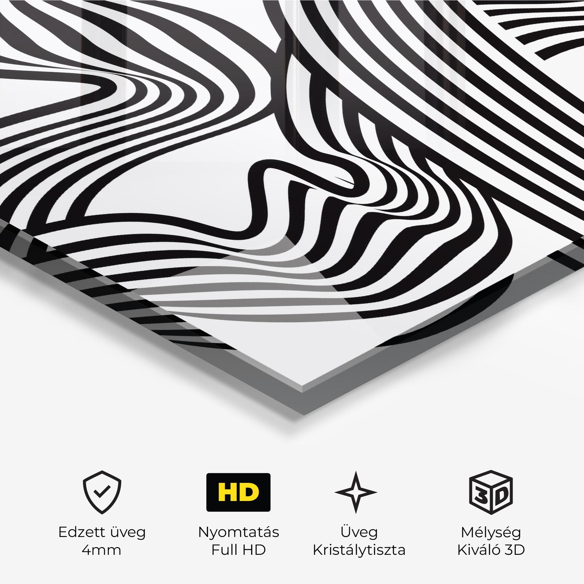Üvegkép Black White Wave mockup 3
