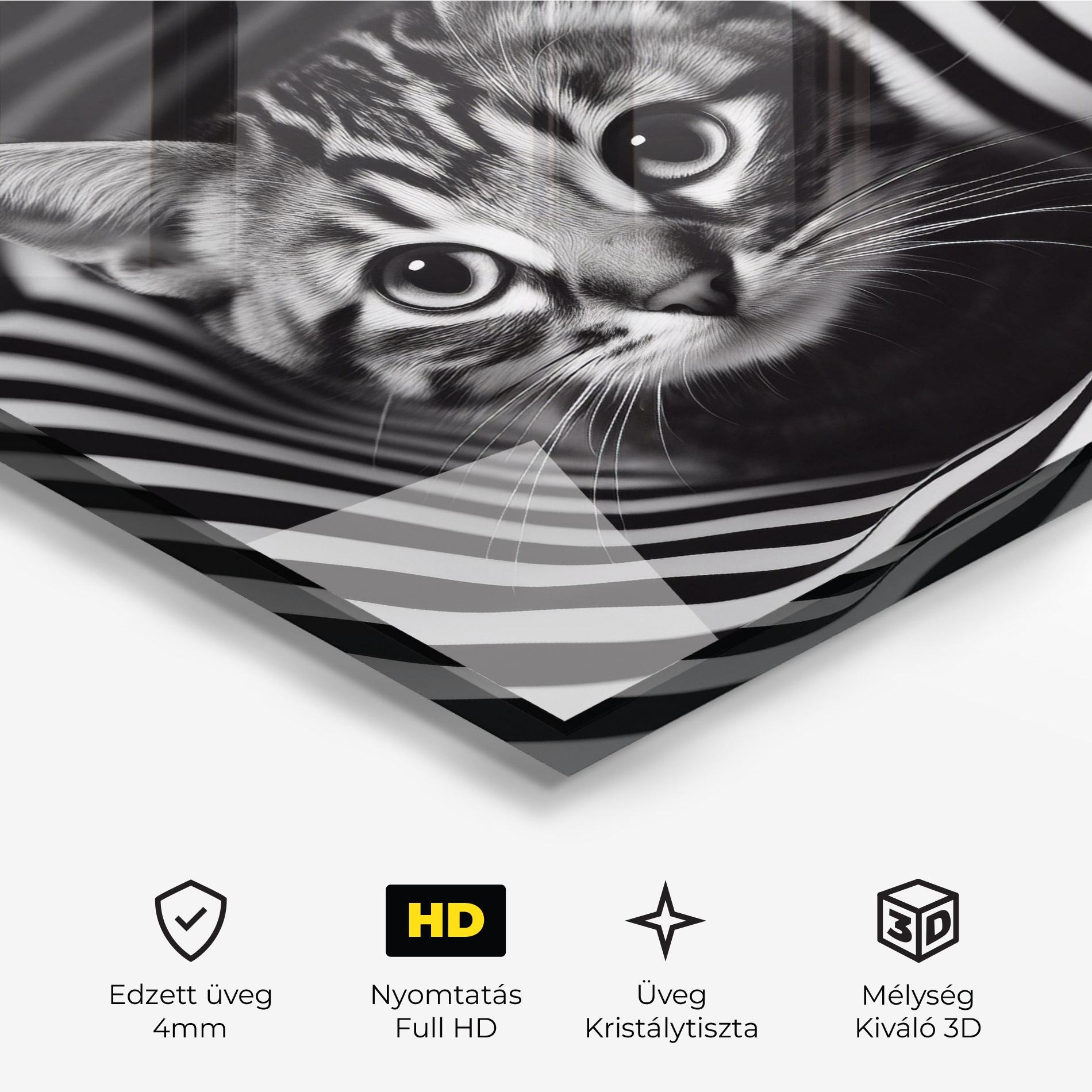 Üvegkép Closeup Cat Portrait mockup 3