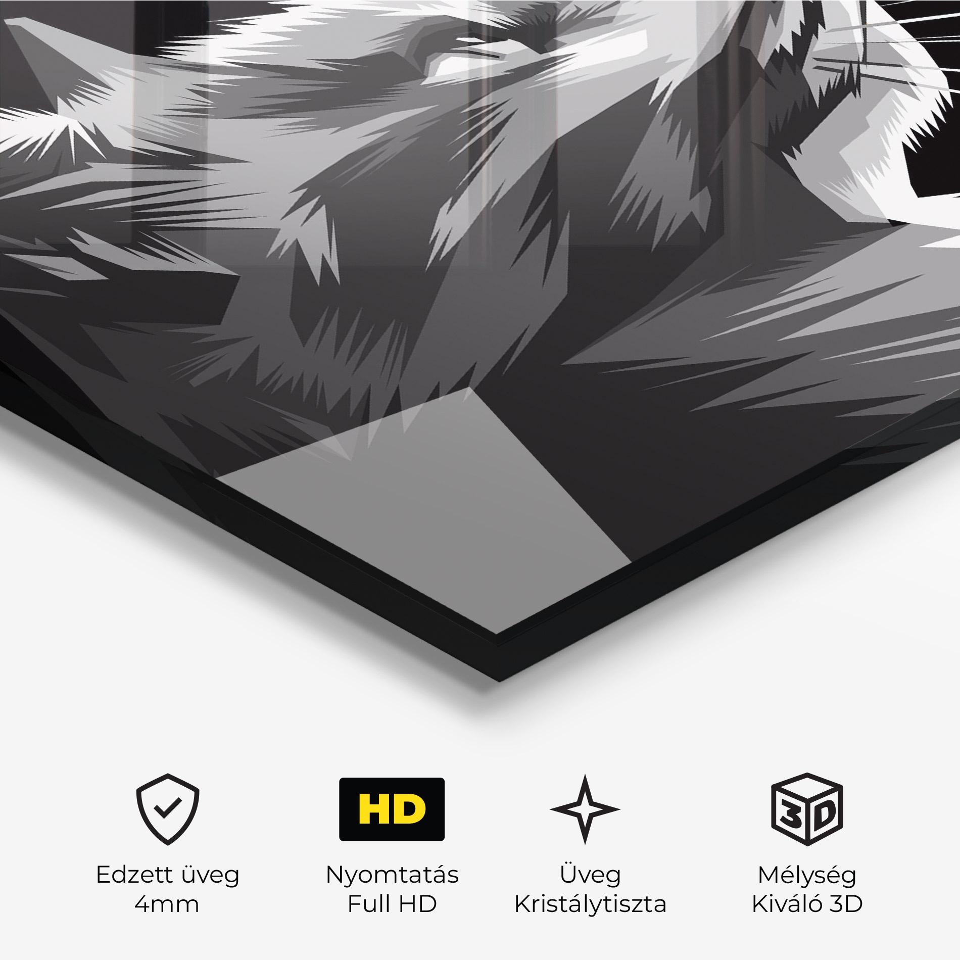 Üvegkép Grey Cat On Black mockup 3