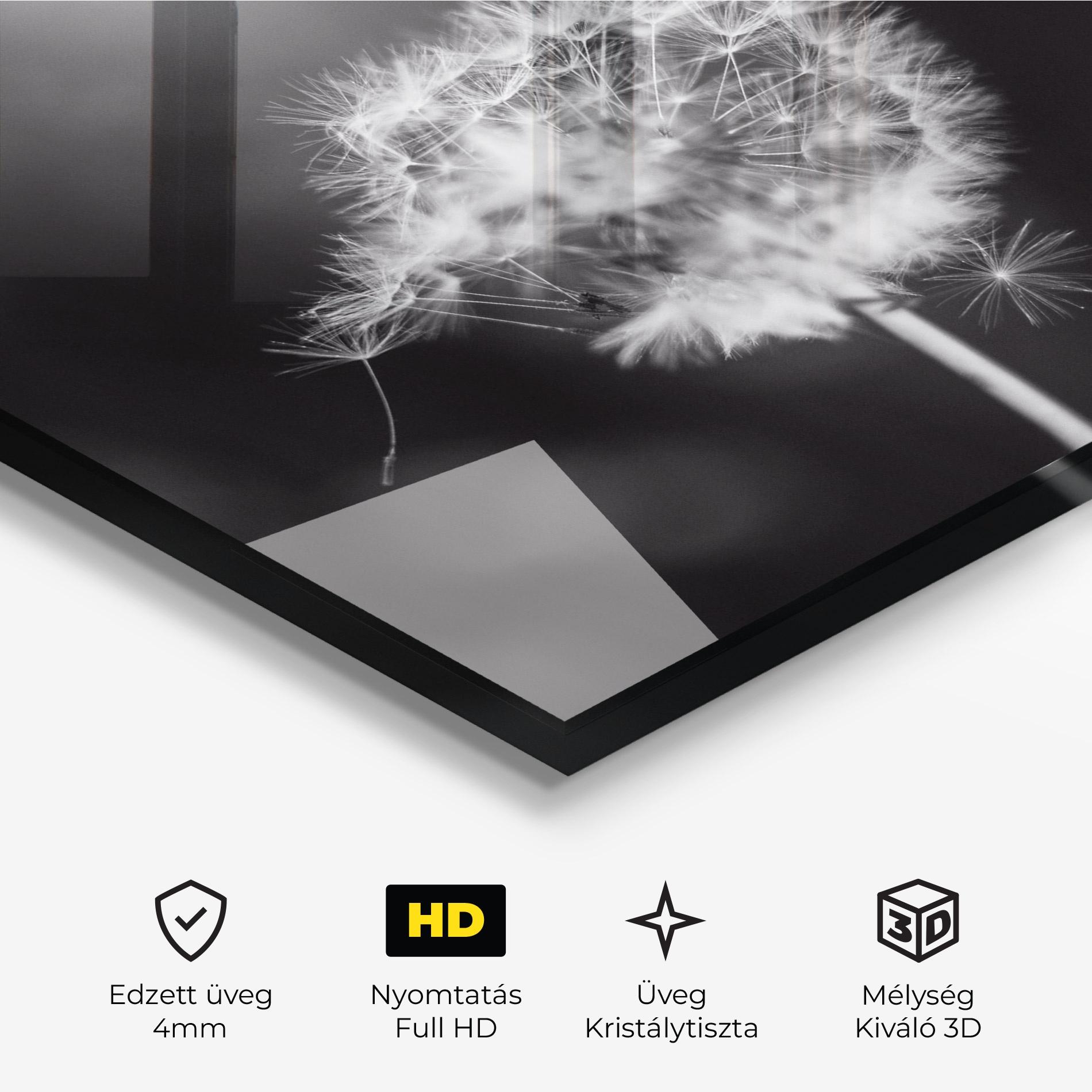 Üvegkép Grey Dandelion mockup 3