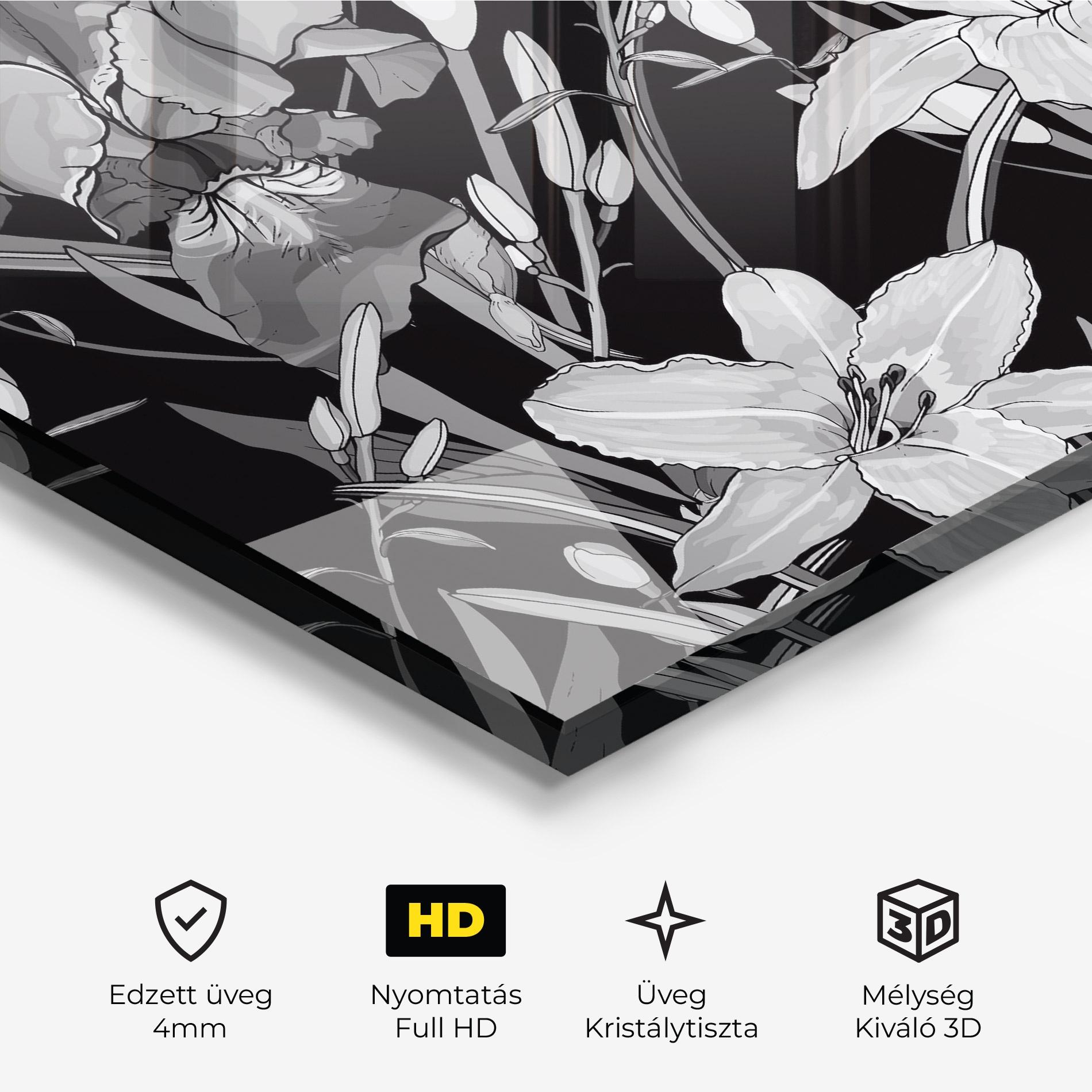 Üvegkép Grey Flowers Art mockup 3