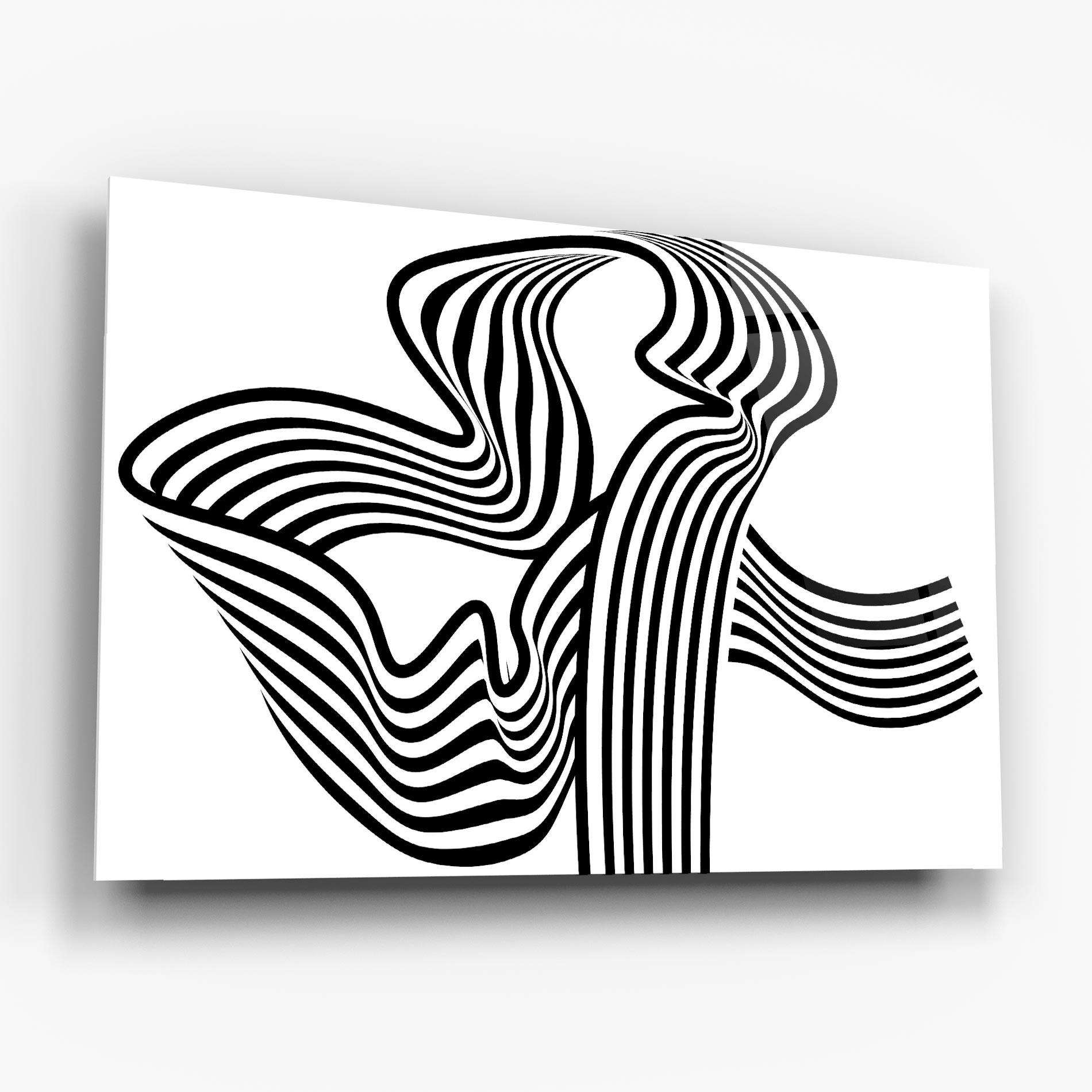 Üvegkép Black White Wave mockup 6
