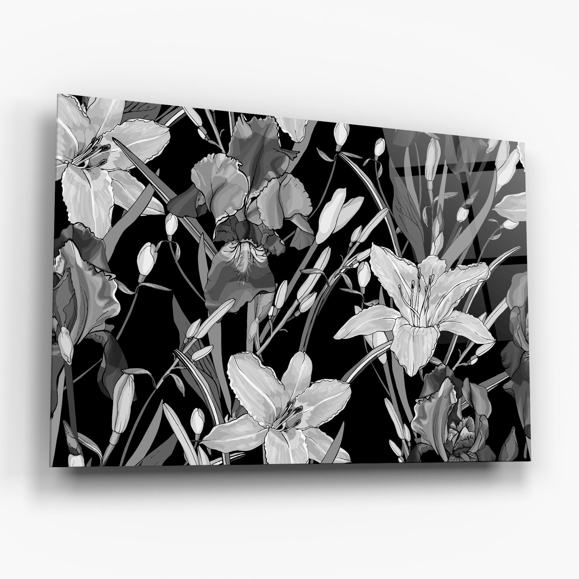 Üvegkép Grey Flowers Art mockup 6