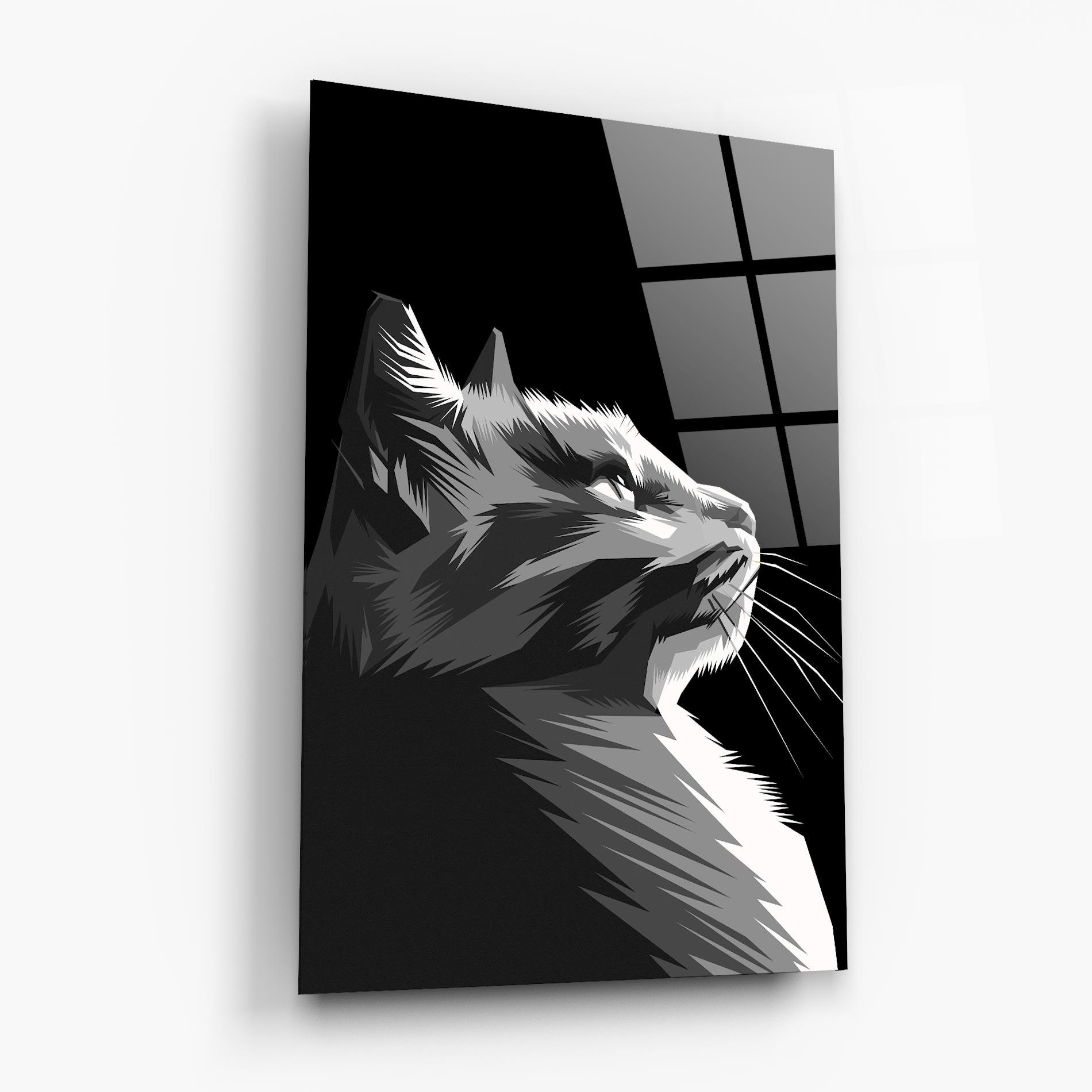 Üvegkép Grey Cat On Black mockup 6