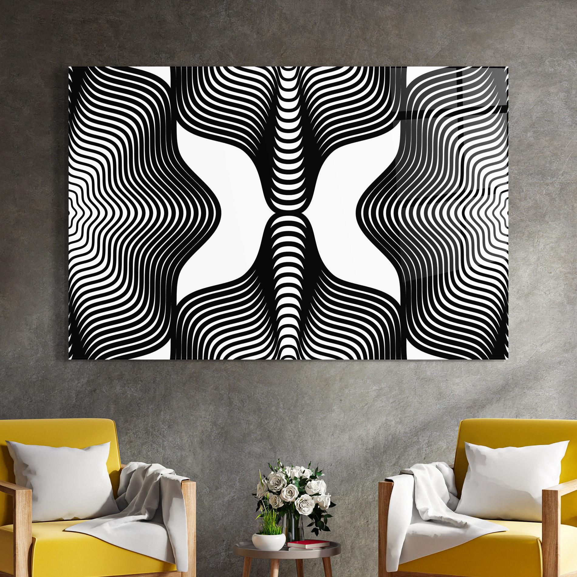 Üvegkép Black Line Pattern mockup 4