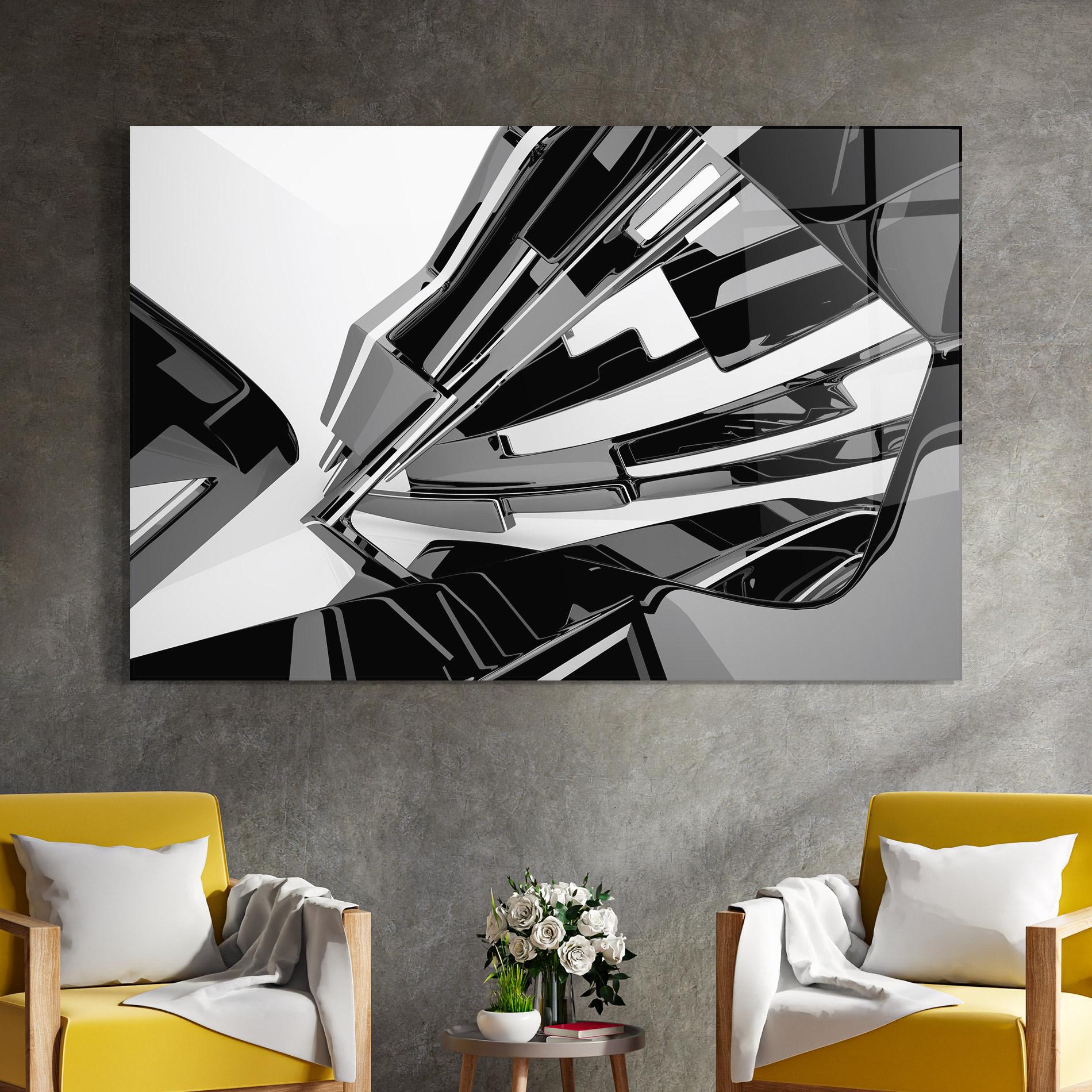 Üvegkép Black Sculpture mockup 4