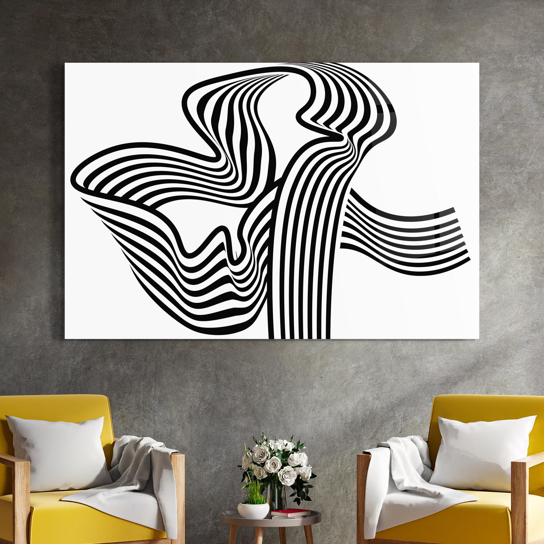 Üvegkép Black White Wave mockup 4