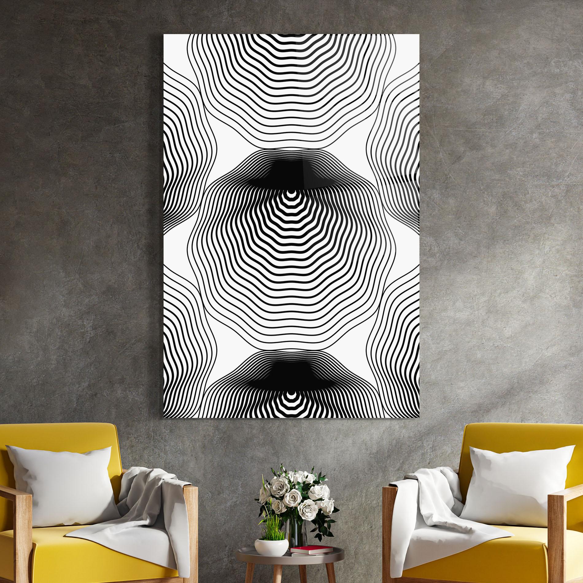 Üvegkép Black Line Art mockup 4