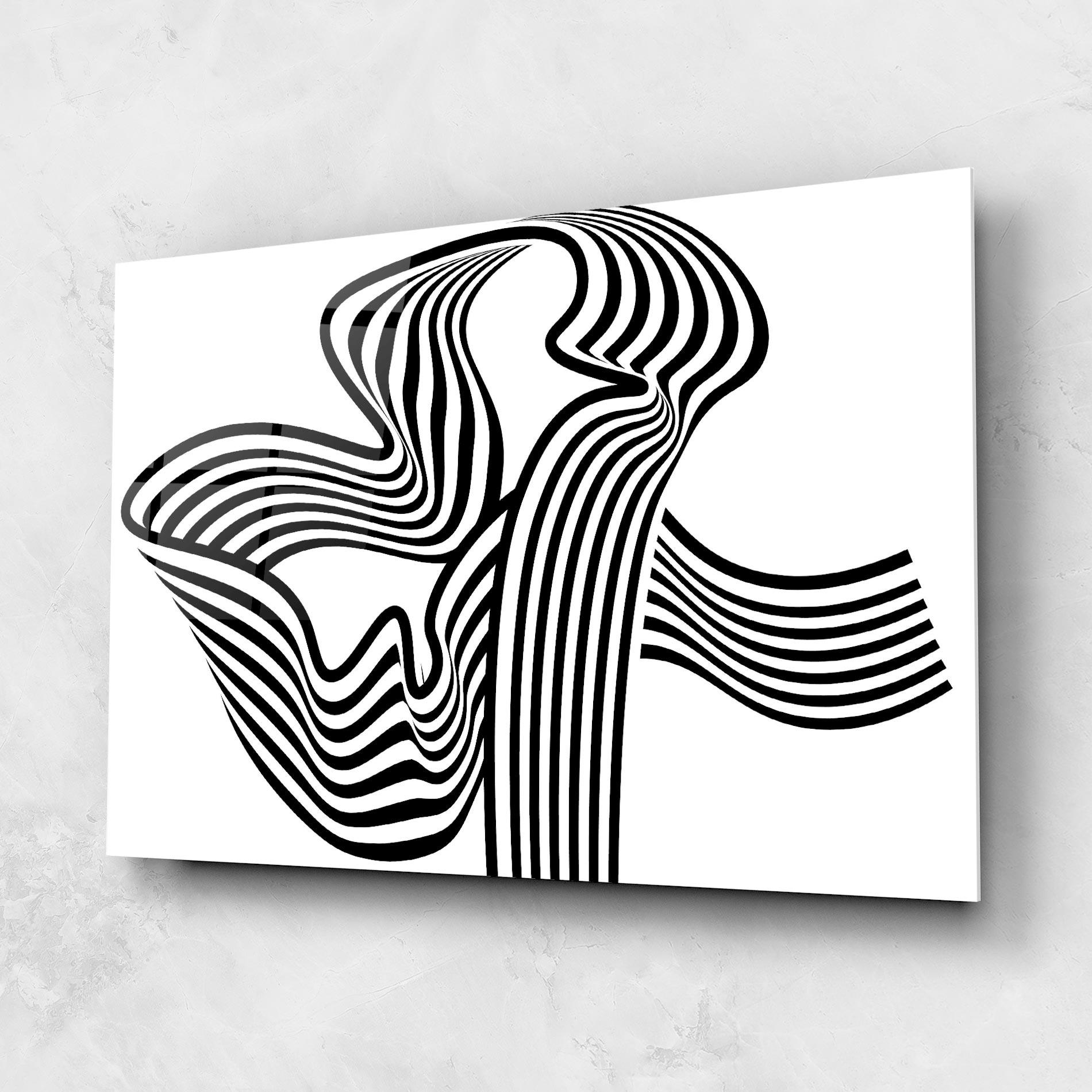 Üvegkép Black White Wave mockup 1
